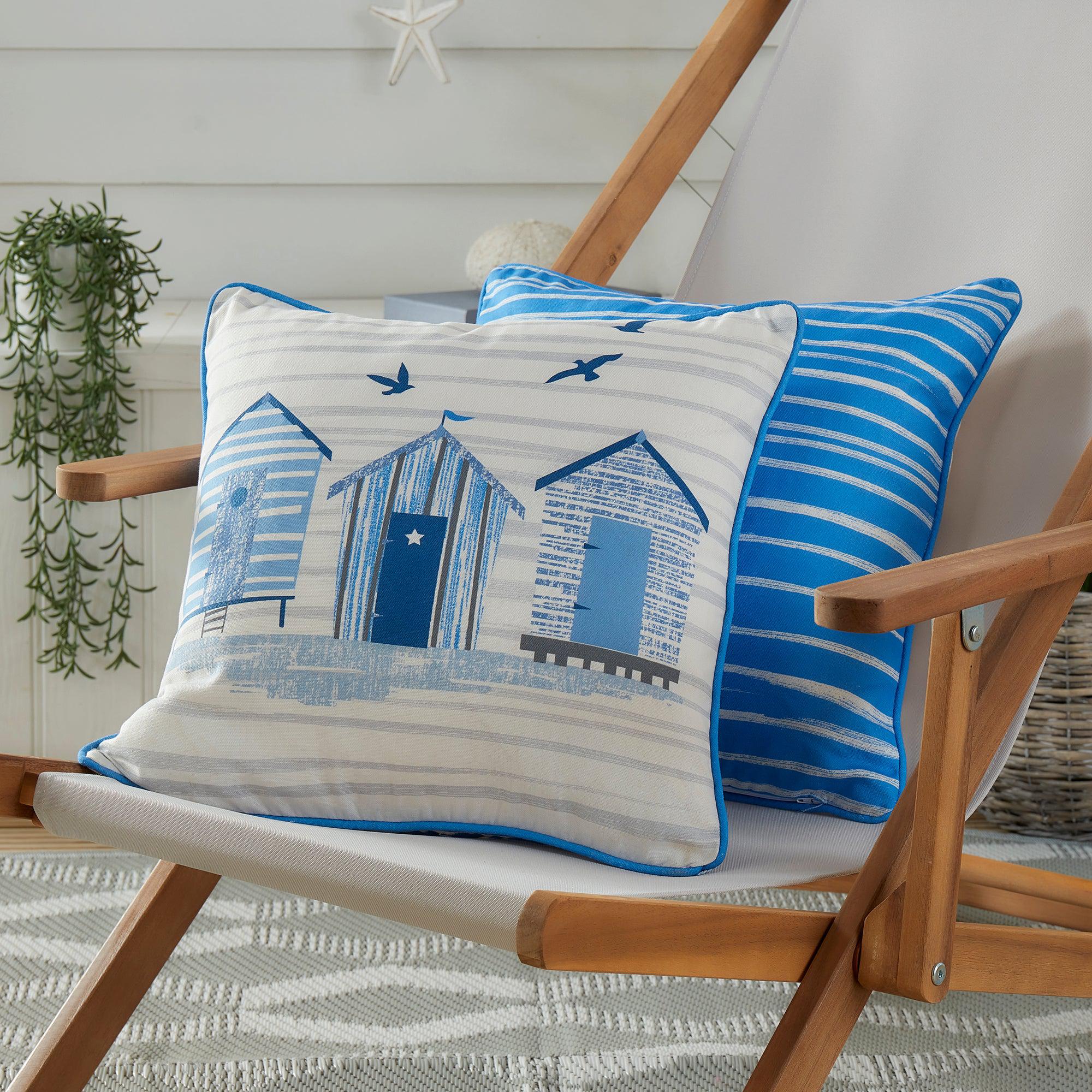 Premium Fusion Beach Huts Outdoor Cushion - Waterproof & UV Resistant Blue Patio Cushion for Poolside, Deck, Garden & Outdoor Furniture Comfort