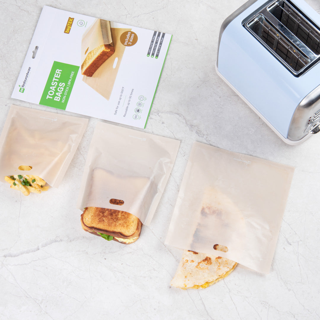 Non-Stick Heat-Resistant Kraft Plastic Toaster Bags - 6 Count Box | Reusable & Semi-Disposable | Perfect for Sandwiches, Bagels & Breakfast Toasting