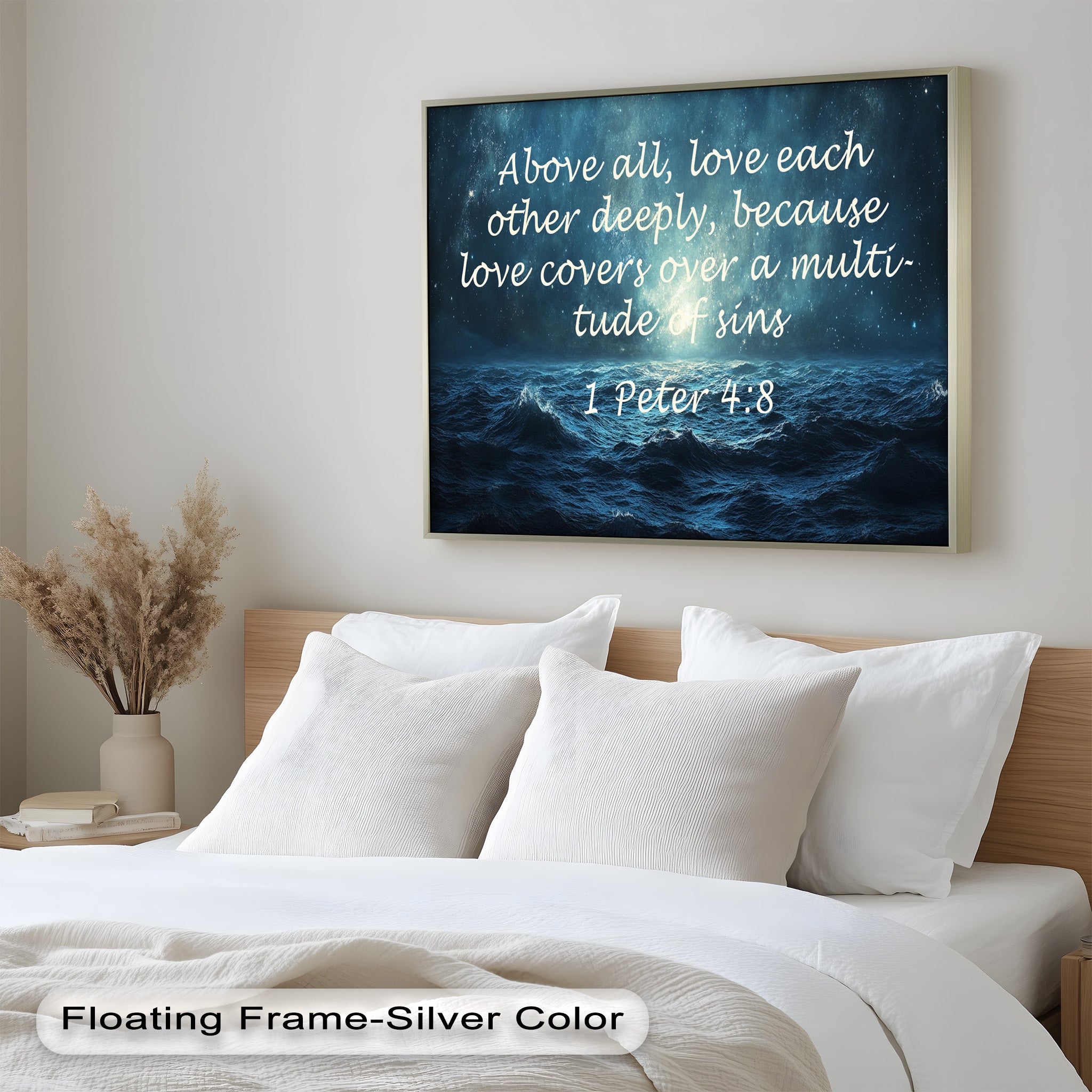 1 Peter 4:8 Love and Forgiveness Bible Verse Oil Painting - Christian Home Decor, Religious Wall Art, Gift for Baptism & Weddings
