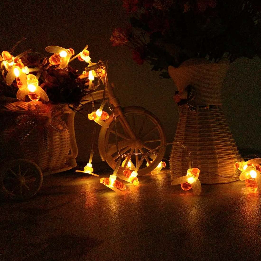 Honeybee Fairy String Lights - 20 LED 7.5Ft Battery Powered LED Lights for Wedding, Party, Christmas Decorations, Garden, Patio, Bedroom, Nursery, Outdoor & Indoor Use