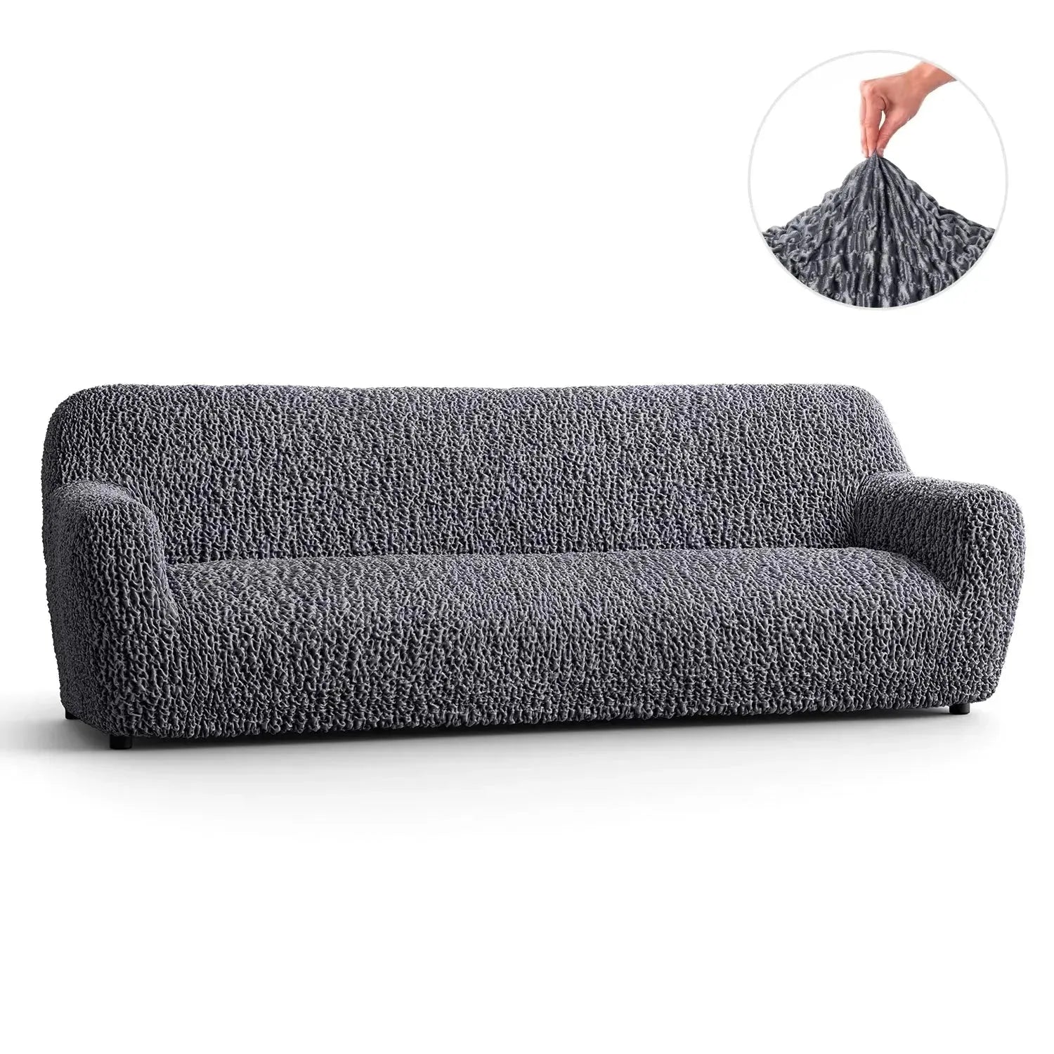 4-Seater Sofa Slipcover - Goffrato Velvet Collection | Soft Stretch Couch Cover | Living Room Furniture Protector | Perfect for Home, Office & Apartment Decor