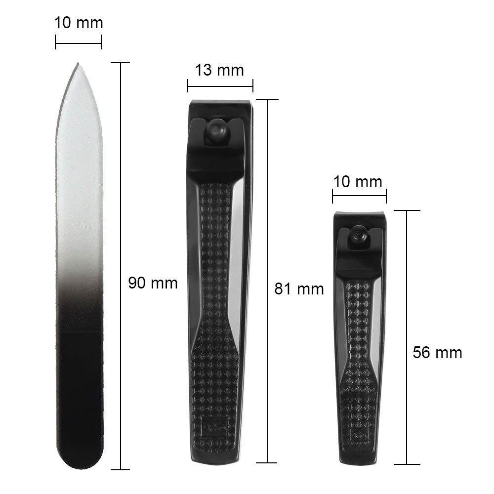 Premium 3-Piece Travel Nail Clipper Set - Sharp Stainless Steel Clippers with Nail File - Compact Portable Manicure Kit for Home, Office & Travel Essentials