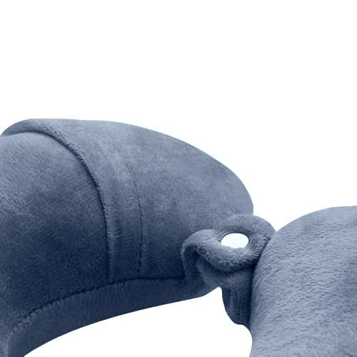 Premium Travel Neck Pillow for Airplane, Car & Office - Comfortable Memory Foam Head Rest Support - Ergonomic Semicircular Design - Unisex Blue Neck Pillow for Sleeping, Long Flights & Commuting