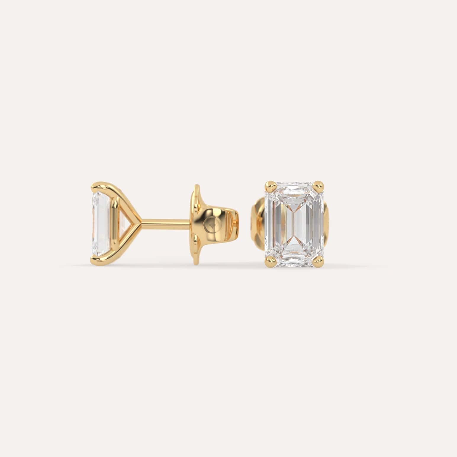2 Carat Emerald Diamond Stud Earrings for Women - 14K Gold Dangle Earrings for Wedding, Anniversary & Special Occasions