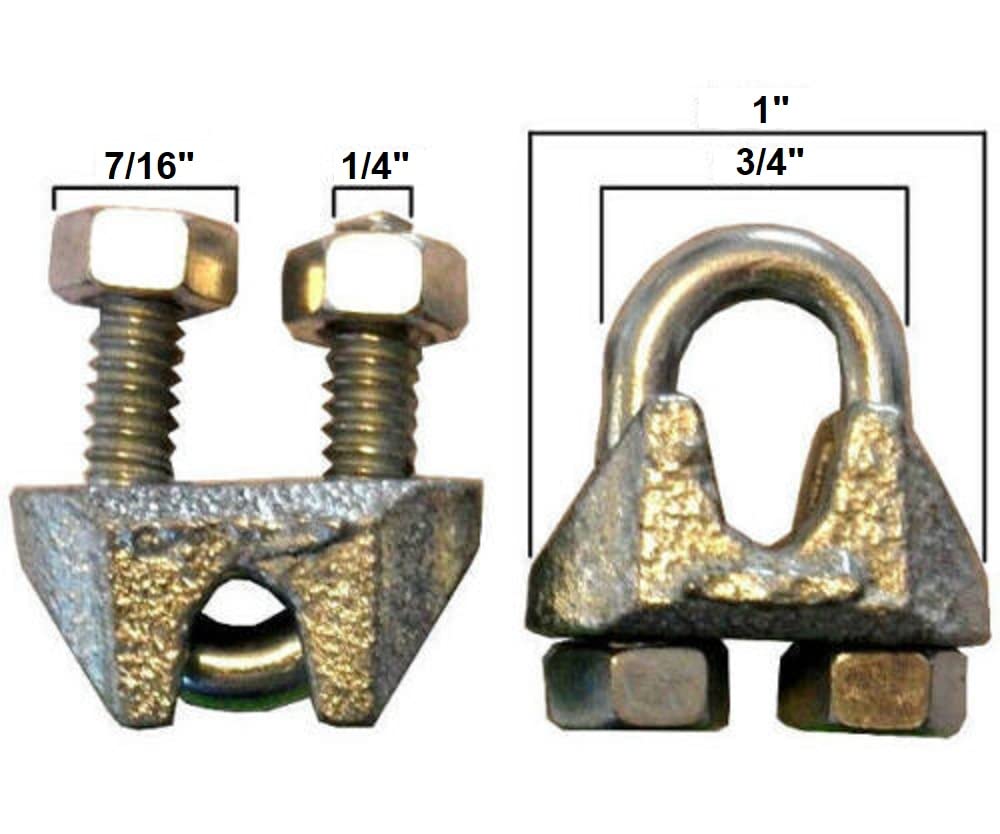 Galvanized Steel U-Bolt Cable Clamps (3/16