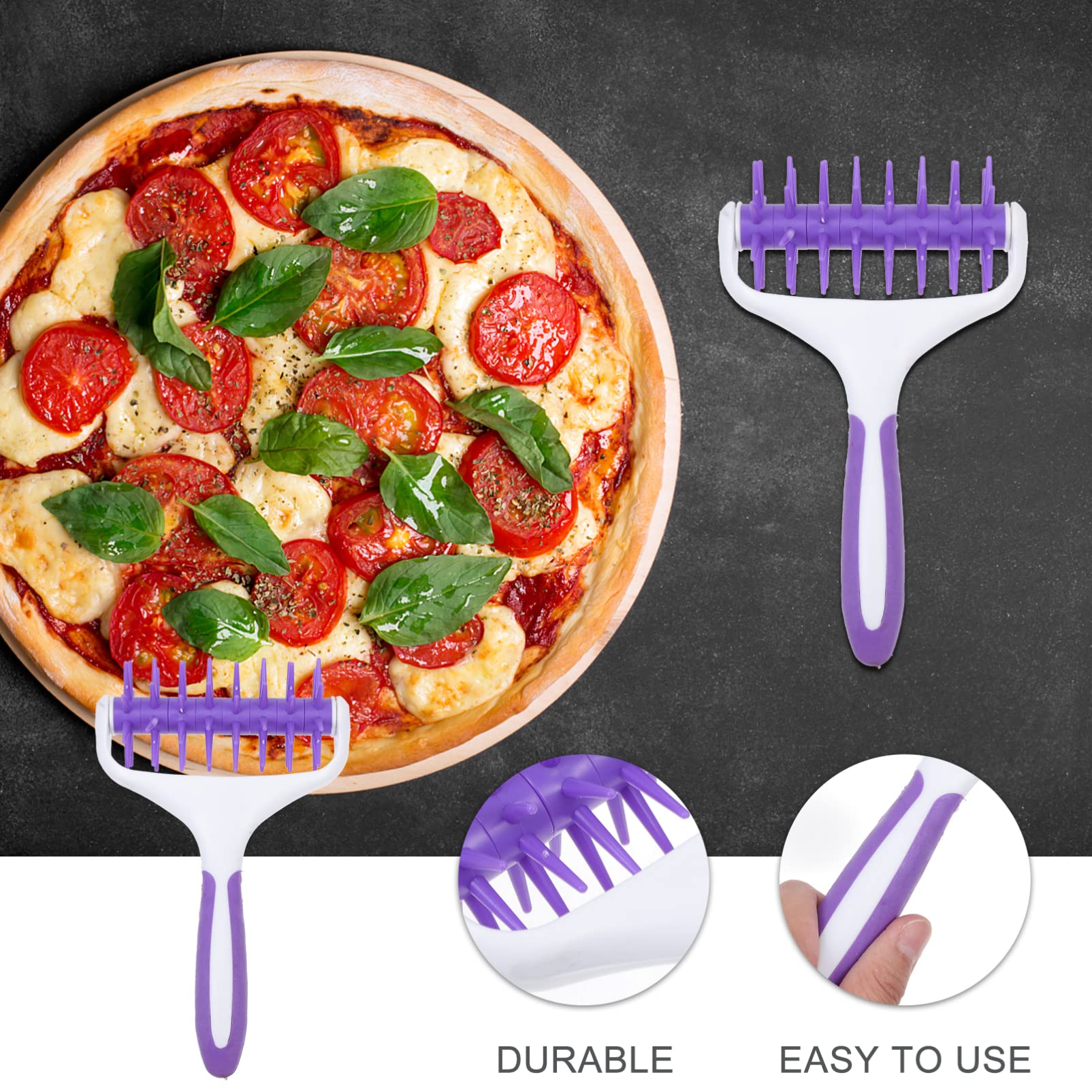 Hemoton 1pc Purple Plastic Pizza Dough Roller with Hole Punch - Pizza Wheel, Dough Sheeter, Pastry Roller for Bread, Cookies & Cakes - Essential Baking Utensil for Perfect Pizza Crust & Pastries - Ideal for Home Bakers & Professional Kitchens