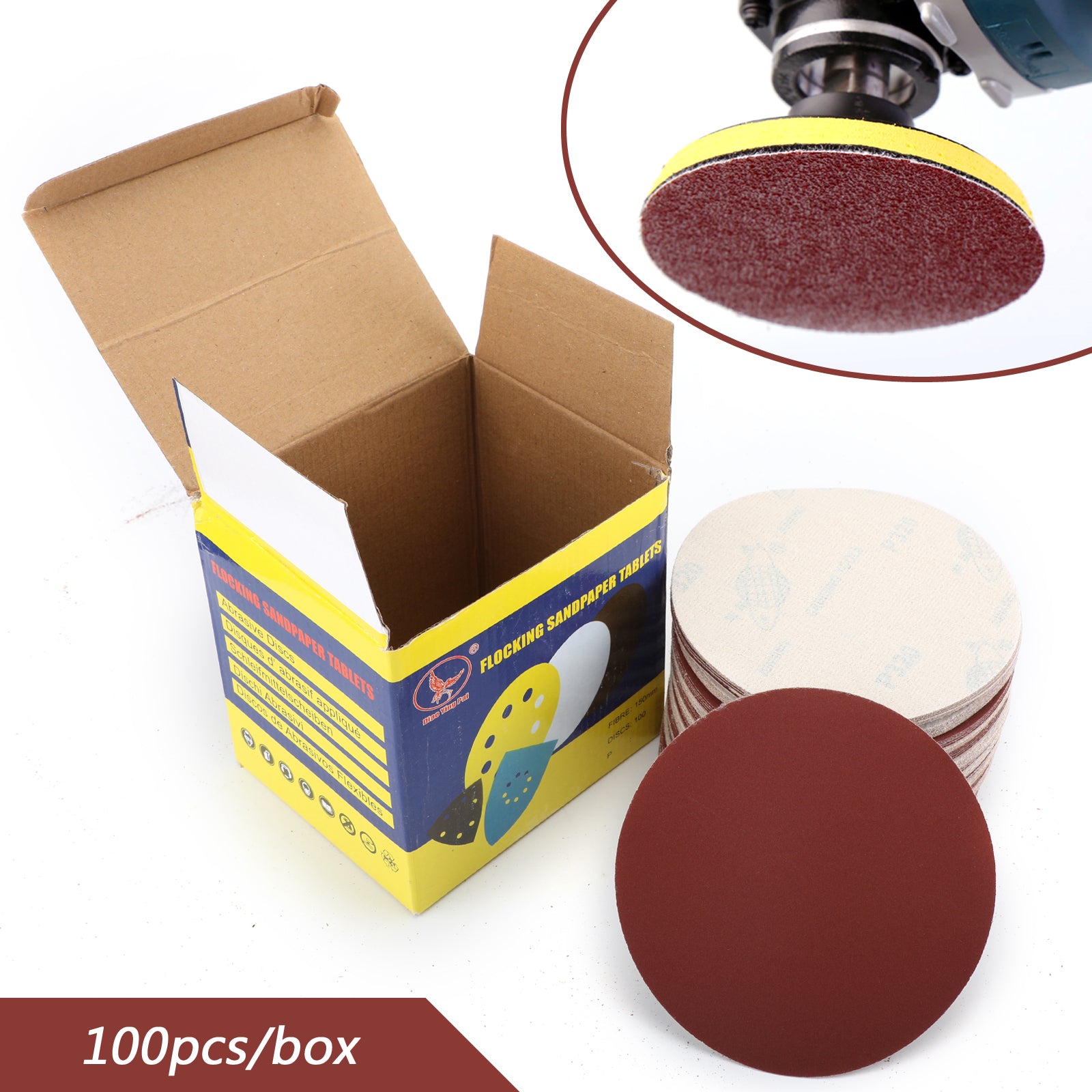 100PCS 6-Inch Hook & Loop Sanding Discs, 40-2000 Grit Sandpaper Sheets for Woodworking, Metal Polishing & Automotive Sanding - Multi-Purpose Abrasive Discs for Orbital Sanders