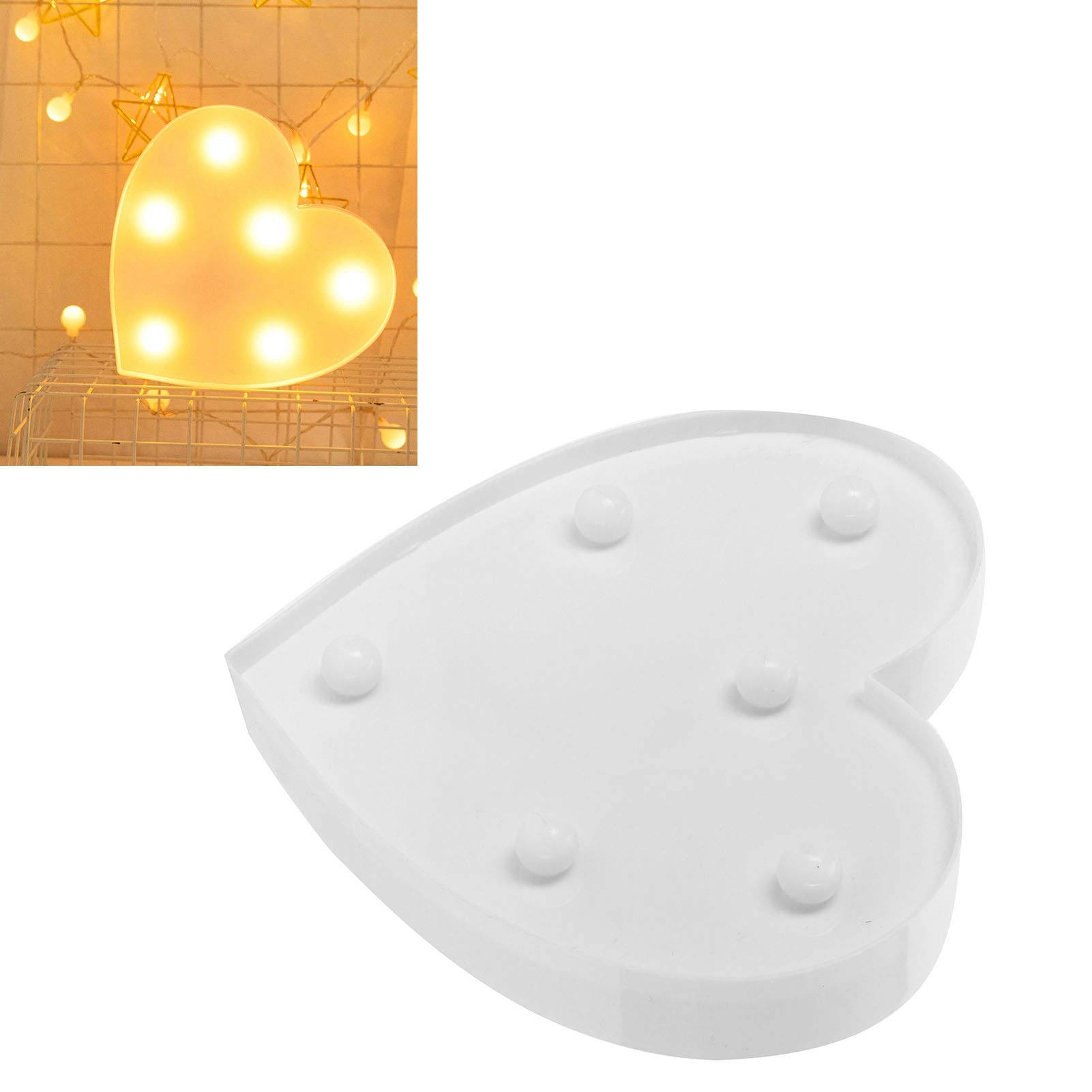 AUNMAS Heart Shaped LED Marquee Lights - Battery Powered Plastic Light Up Sign for Wedding, Birthday Party, Christmas Decoration - Perfect for Home, Bar, Nursery & Romantic Night Light Ambiance