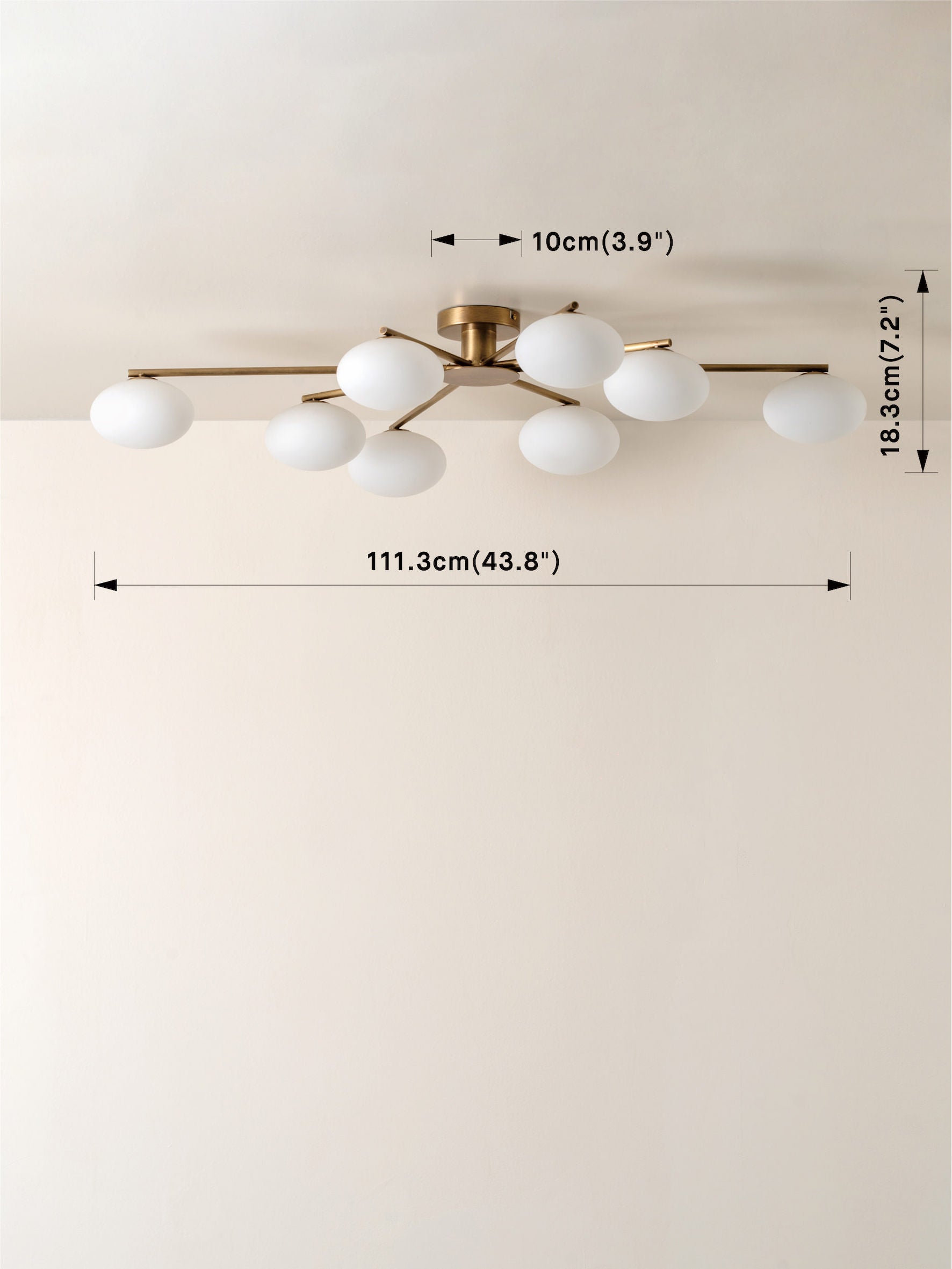 Imperial 8-Light Aged Brass and Opal Glass Flush Mount Ceiling Pendant - Perfect for Dining Room, Kitchen, or Entryway Lighting