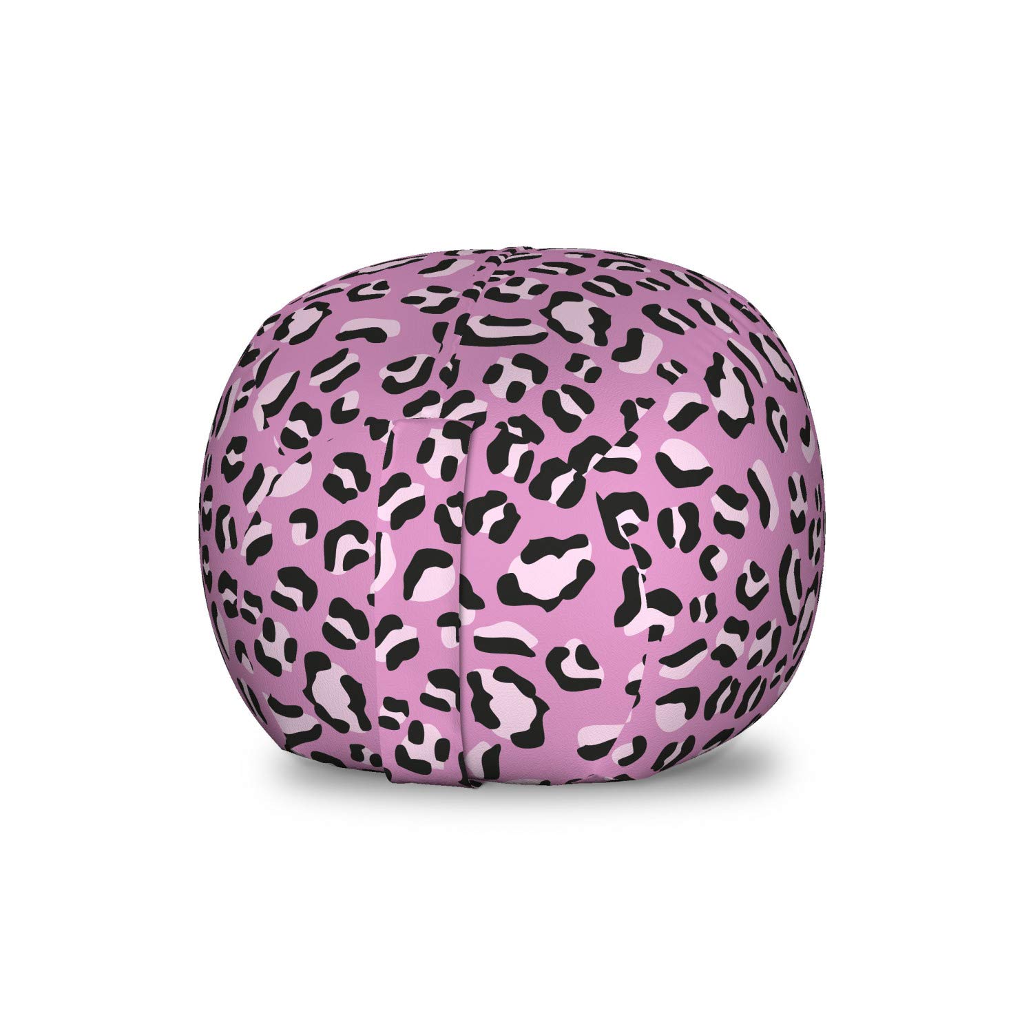 Ambesonne Leopard Print Storage Toy Bag Chair - Washable Stuffed Animal Organizer for Kids Room, Small Size Grey Pink - Perfect for Nursery, Playroom & Bedroom Organization