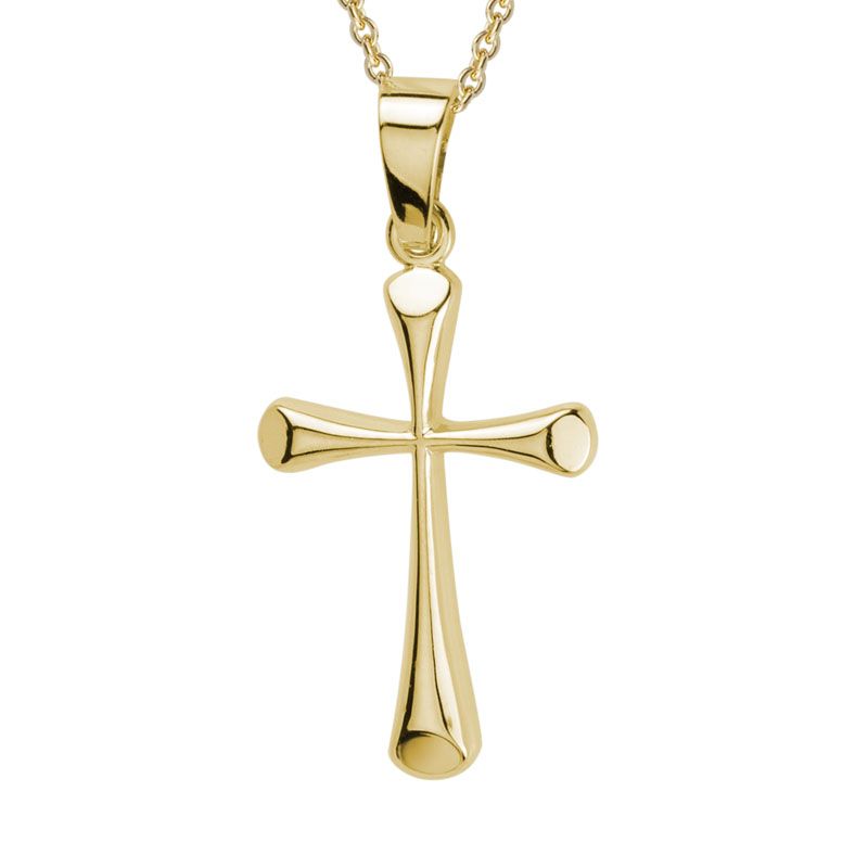 14K Gold Cross Pendant Necklace with Adjustable Chain - Elegant Religious Jewelry for Women, Perfect for Gifts, Church, Weddings & Everyday Wear