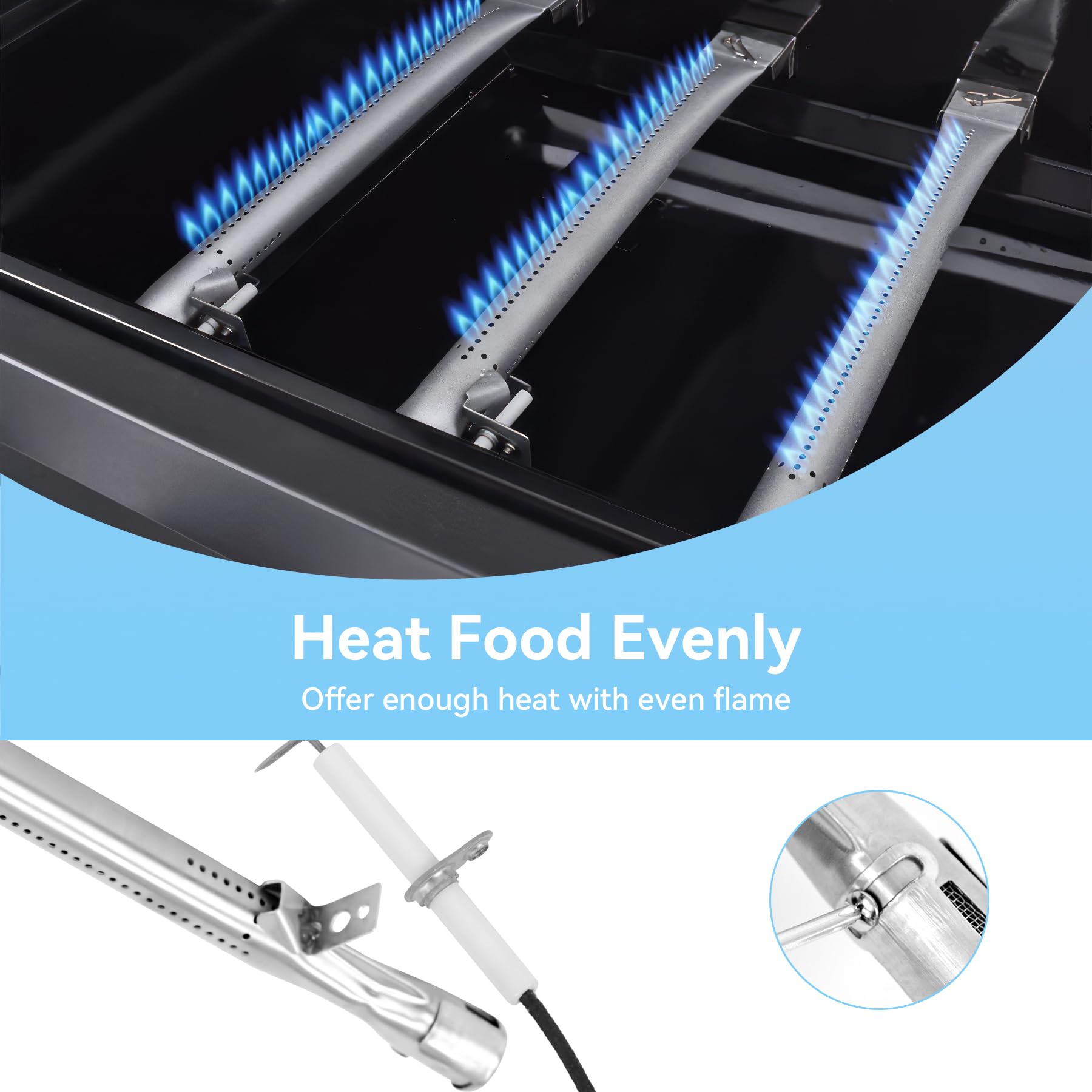**Cuisinart GAS9556AS Grill Replacement Parts - Compatible with GAS9456AS, 2556, GAS2456AS, GAS2556AS, GAS1456ASO - Burner & Heat Plate for 3-in-1, 4 & 5 Burner Gas Grills - Perfect for Outdoor BBQ, Camping & Backyard Cooking**