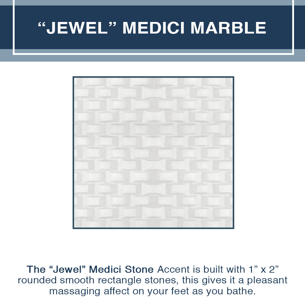 Freedom 60 Alcove Carrara Medici Marble & Jewel Stone Accent DIY Shower Remodel Kit - Luxury Bathroom Upgrade for Home Renovation & Spa-Like Shower Experience