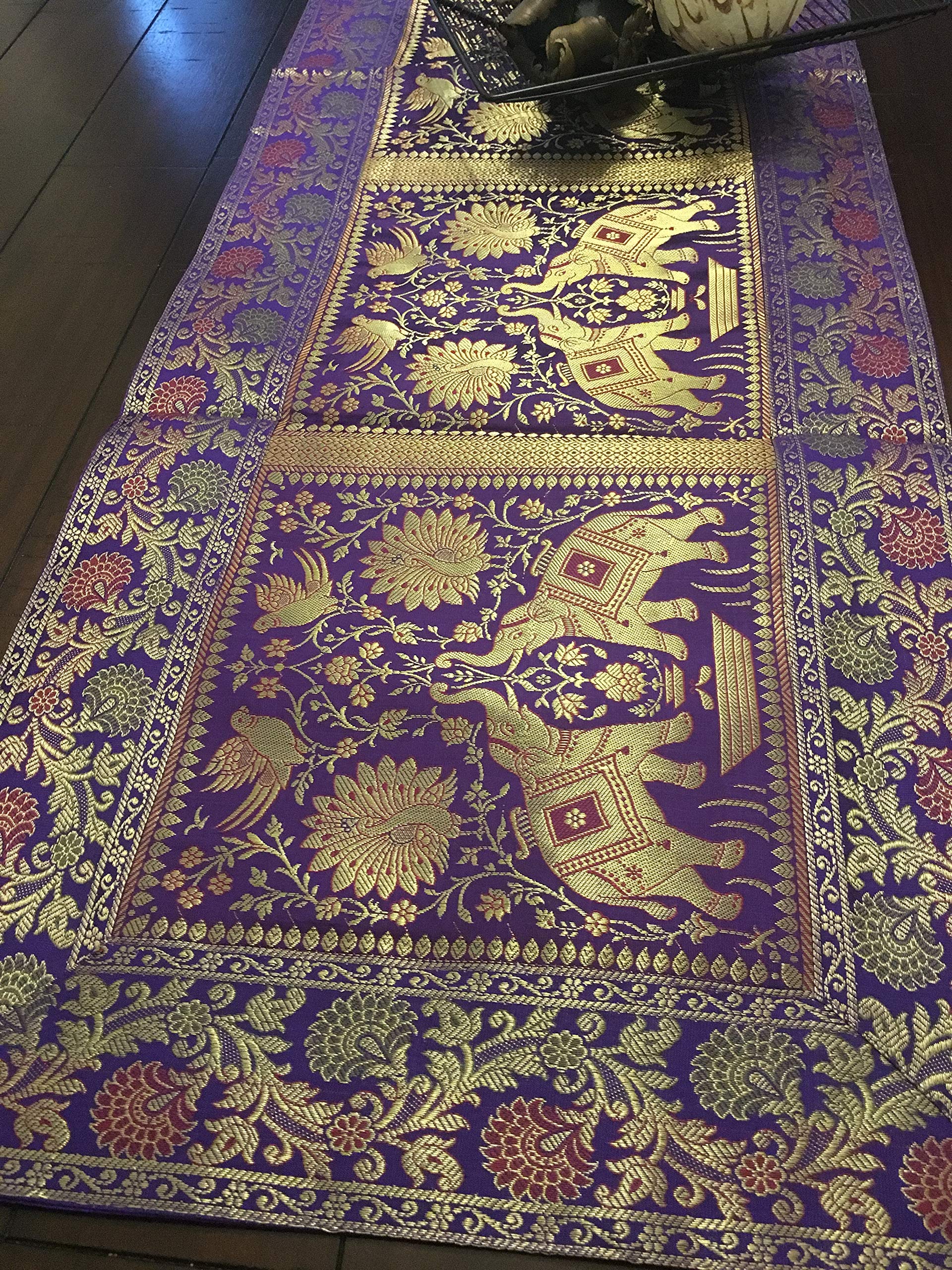 Elegant Purple Table Runner & Wall Tapestry - Handmade Home Decor for Dining Table, Wedding, Party & Bohemian Room Decoration