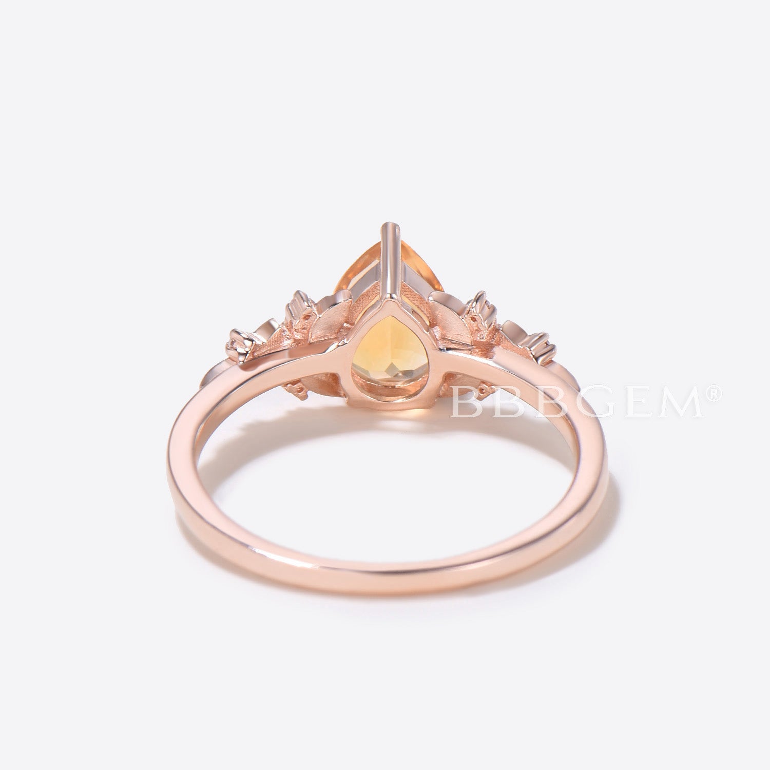 Natural Citrine Engagement Ring for Women - 14K Rose Gold Floral Diamond Wedding Band - Perfect for Bridal, Anniversary & Valentine's Day Gifts