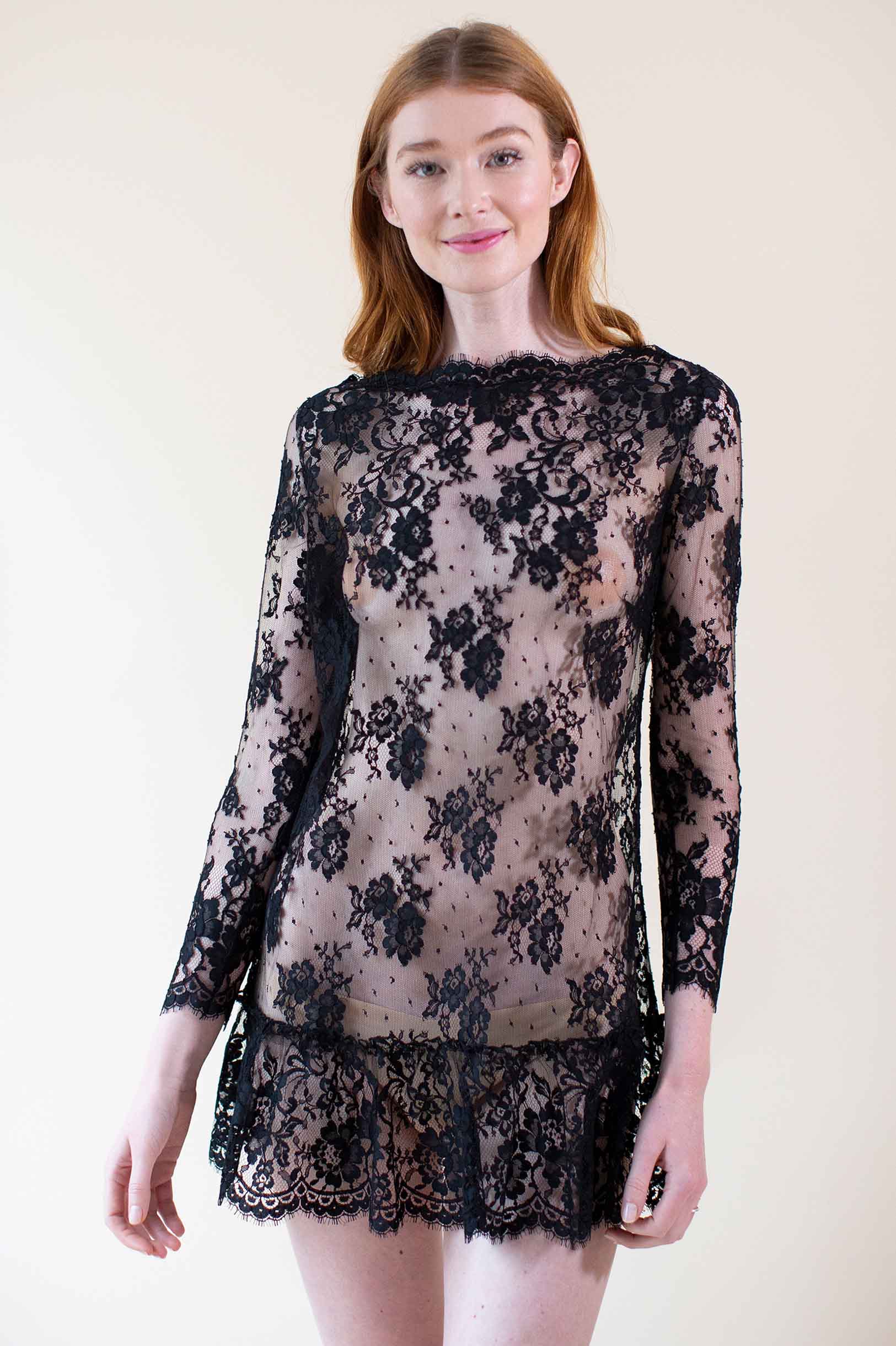 Elegant French Lace Chemise Dress for Women - Ivory & Black Options | Romantic Nightwear & Special Occasion Lingerie