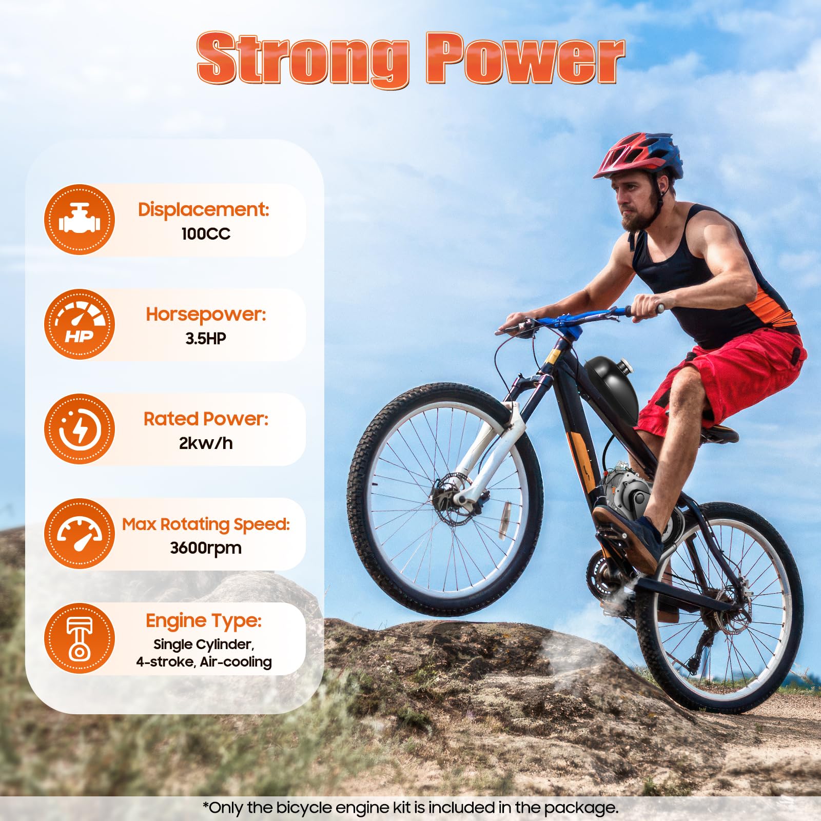 **100cc Bicycle Engine Kit - 2 Stroke & 4-Stroke Gas Motor for Bikes - Compatible with Large Triangular Frame Bicycles - Perfect for Commuting, Off-Road Adventures & DIY Bike Projects**