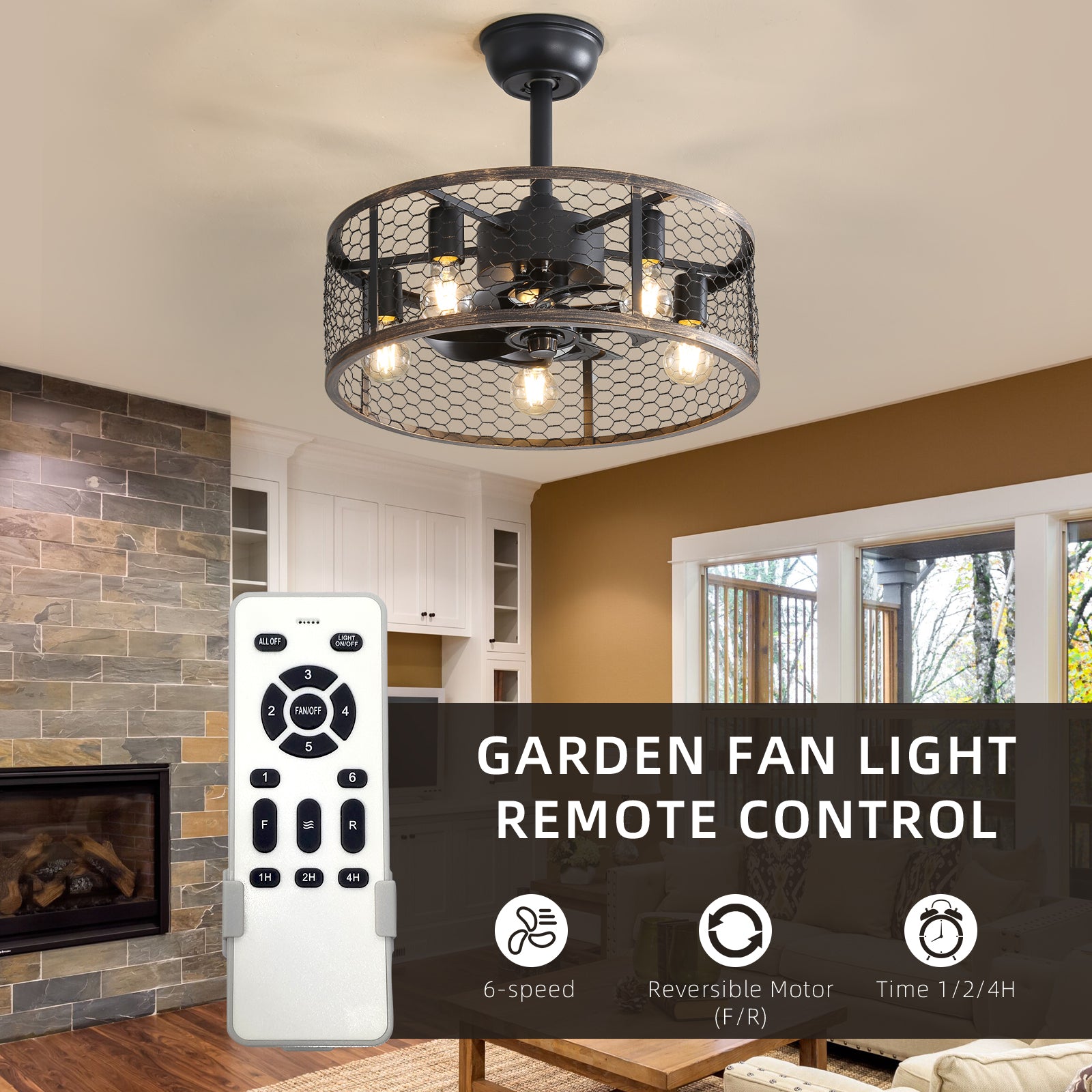 19.7 Inch Classic Ceiling Fan with Light Kit - No Bulb Warranty - Perfect for Bedroom, Living Room & Outdoor Covered Patio