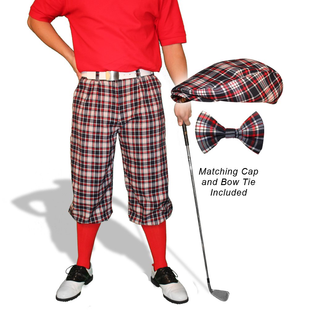Men's 'Par 5' Old English Plaid Cap & Bow Tie Set - Perfect for Golf Outings, Weddings & Formal Events
