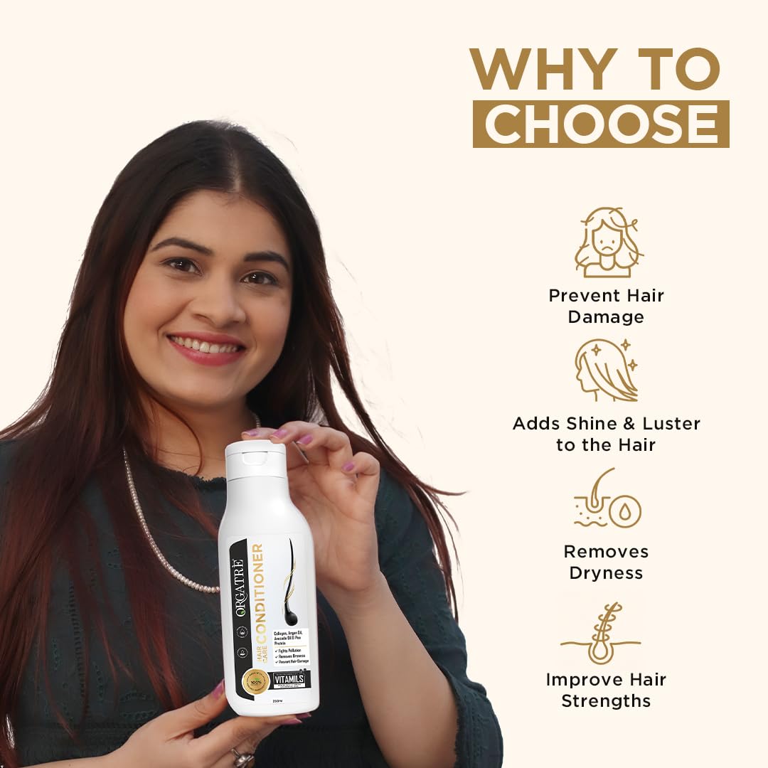 Orgatre Hair Care Conditioner - 250ml Hydrating & Deep Conditioning Treatment with Aloe, Olive, Rosemary & Murumuru Oils - Reduces Hair Fall & Thinning for Men & Women - Perfect for Dry, Damaged & Frizzy Hair - 1 Count