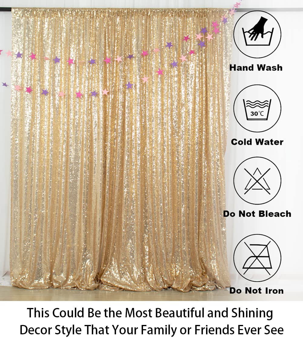 ShinyBeauty 4FTx7FT Light Gold Sequin Fabric Backdrop - Elegant Wedding & Rust Photography Curtain for Parties, Events, and Photo Booths - Perfect for Birthday Celebrations, Bridal Showers, and Professional Studio Shoots