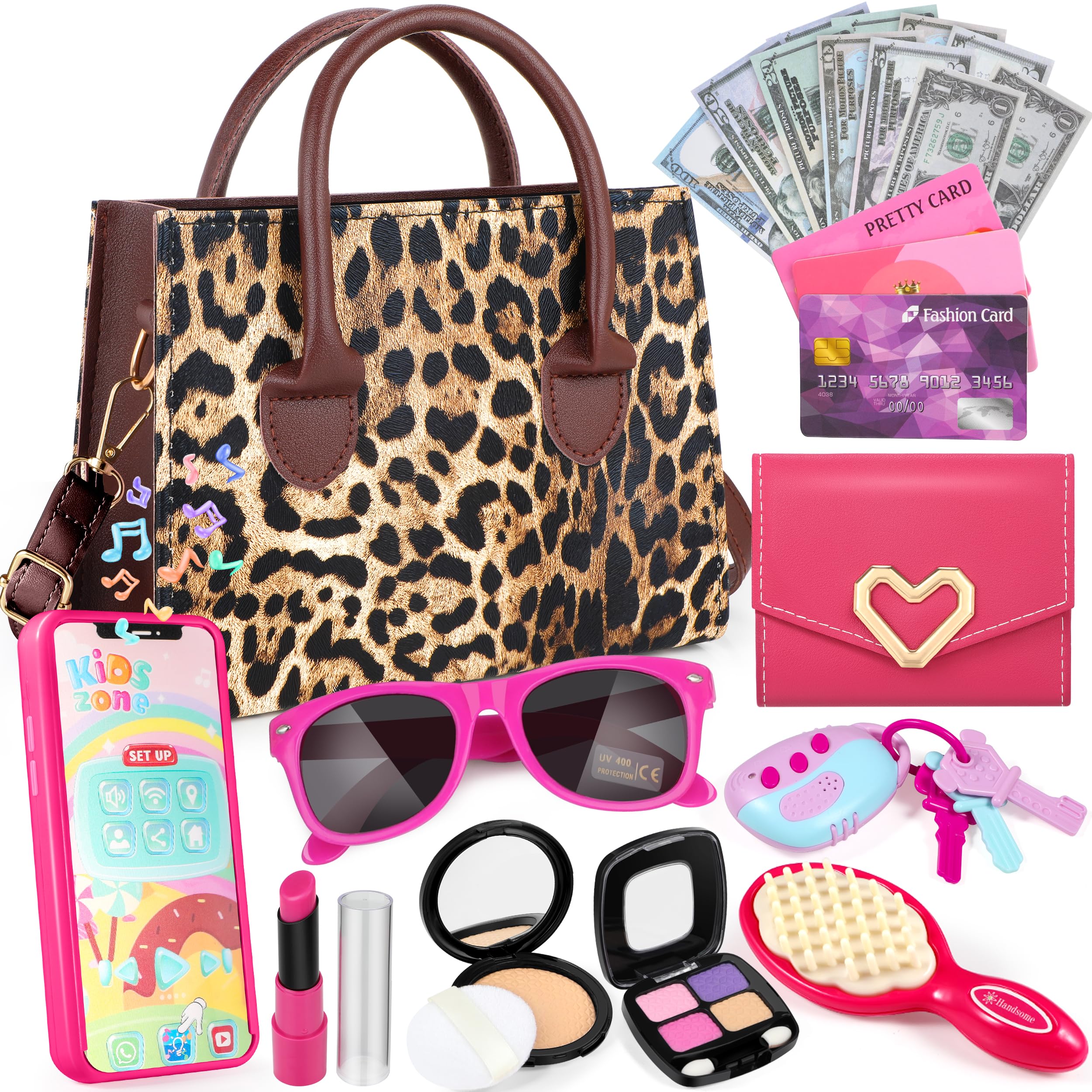 GIFTINBOX Pretend Play Toddler Purse for Girls Age 3-8 - Princess Toy Handbag with Accessories for Kids - Best Birthday Gift for 3 4 5 6 7 8 Year Old Girls - Perfect for Role Play, Dress Up & Tea Party Fun