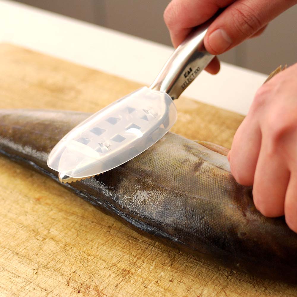 Premium Stainless Steel Fish Scaler - Professional Kitchen Tool for Efficient Fish Descaling - Perfect for Home Chefs, Fishermen & Seafood Lovers (Great for Cleaning Salmon, Tilapia & More)