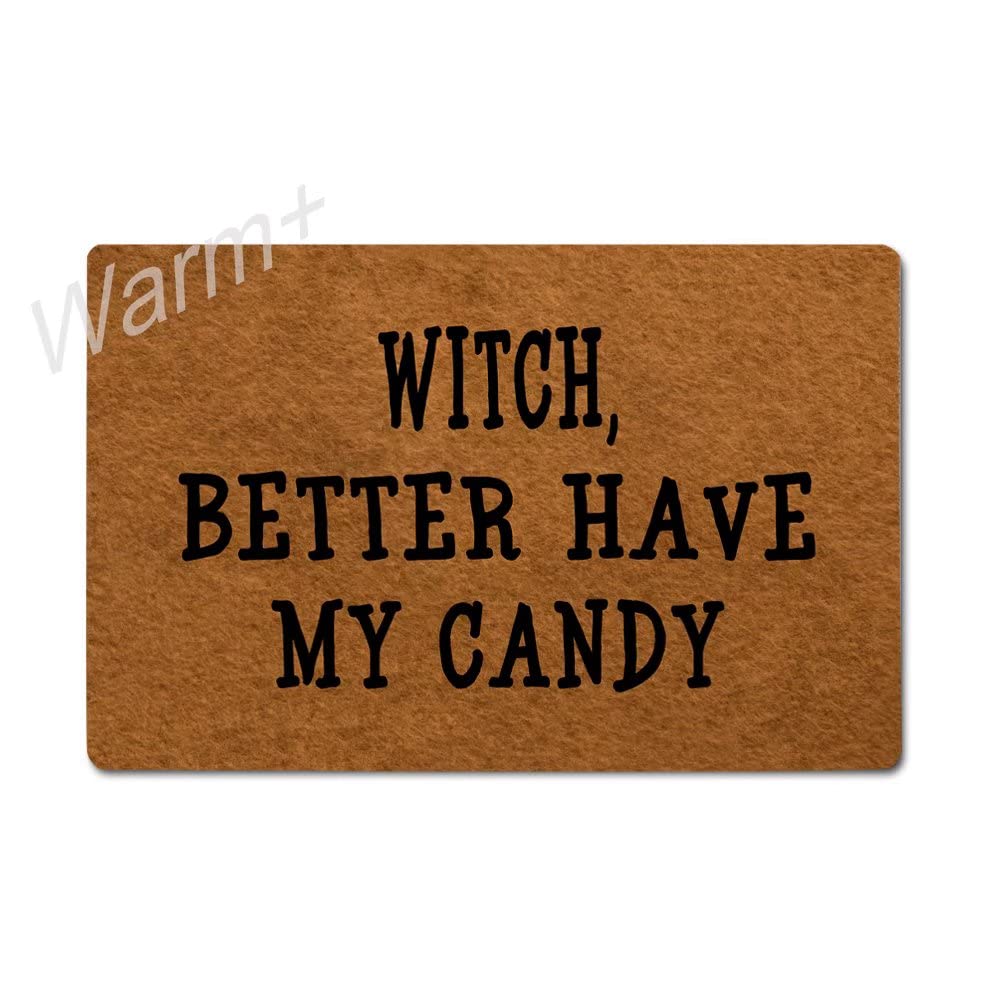 Halloween Doormat - 'Witch Better Have My Candy' Funny Welcome Mat with Non-Slip Rubber Backing, 23.6 x 15.7 Inch Indoor/Outdoor Entryway Rug - Perfect for Front Door Decor, Porch, and Halloween Party Decoration