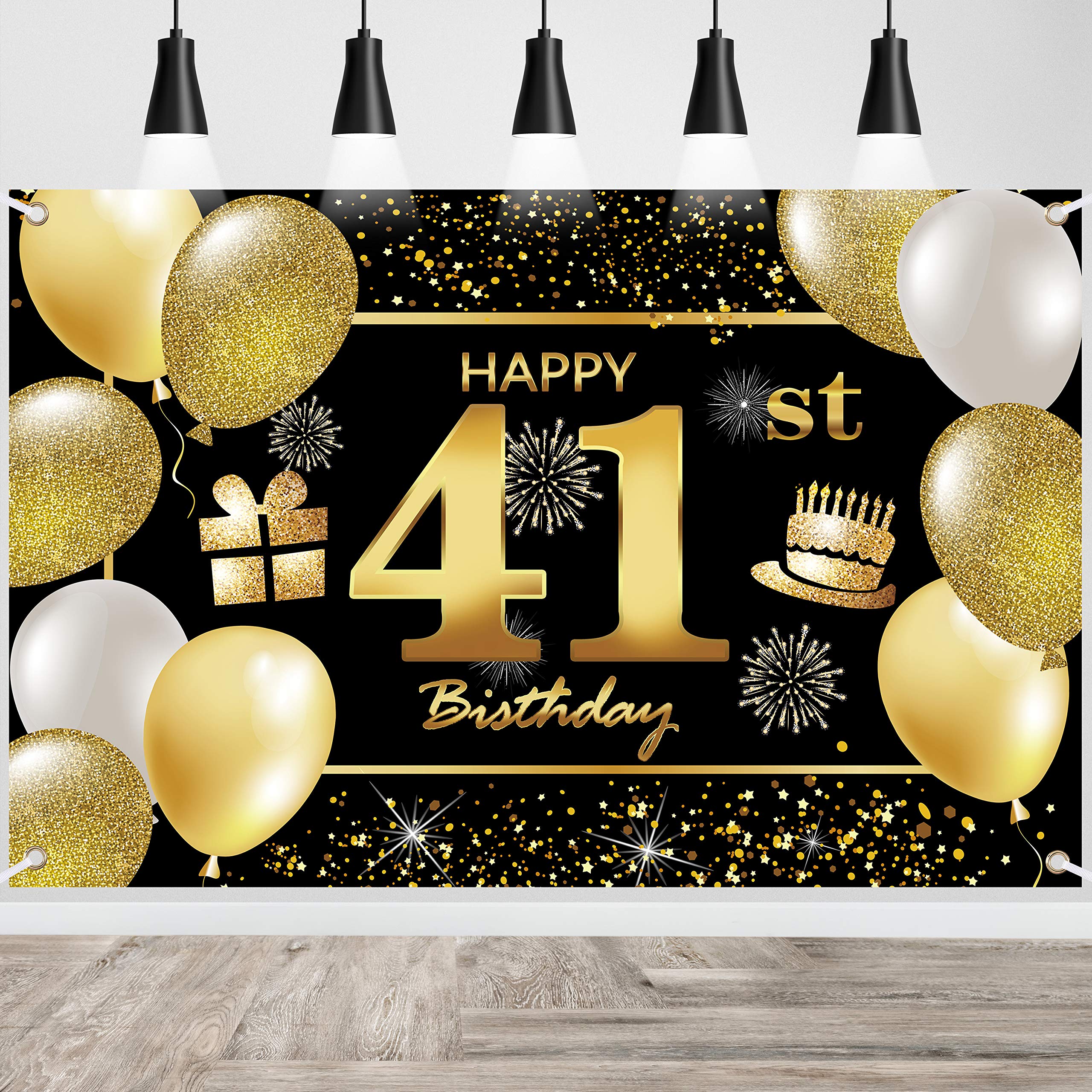41st Happy Birthday Banner - Premium Birthday Decorations for Men, Party Supplies & Backdrop - Perfect for Indoor & Outdoor Celebrations, Photo Booths & Surprise Parties