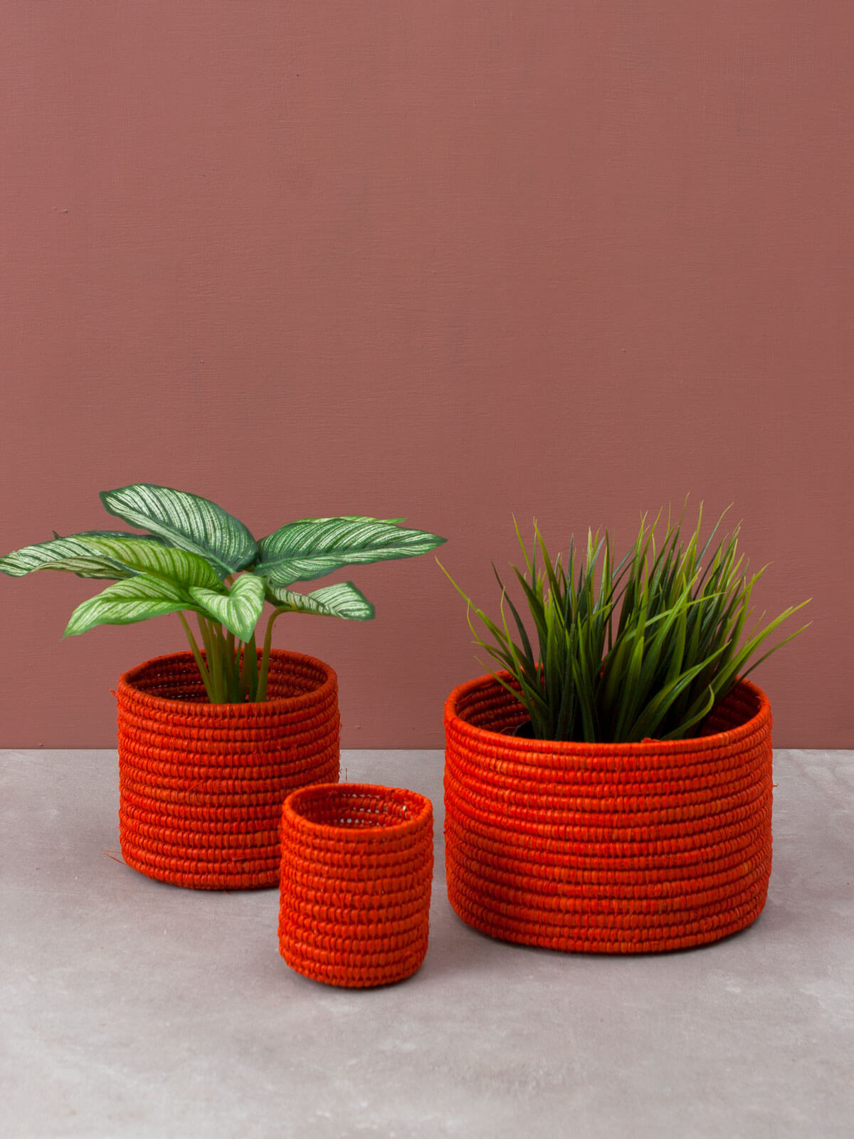 Natural Raffia Storage Baskets - Handwoven Orange Woven Bins for Home Organization, Closet Storage & Laundry Room Decor - Perfect for Blankets, Toys & Seasonal Items