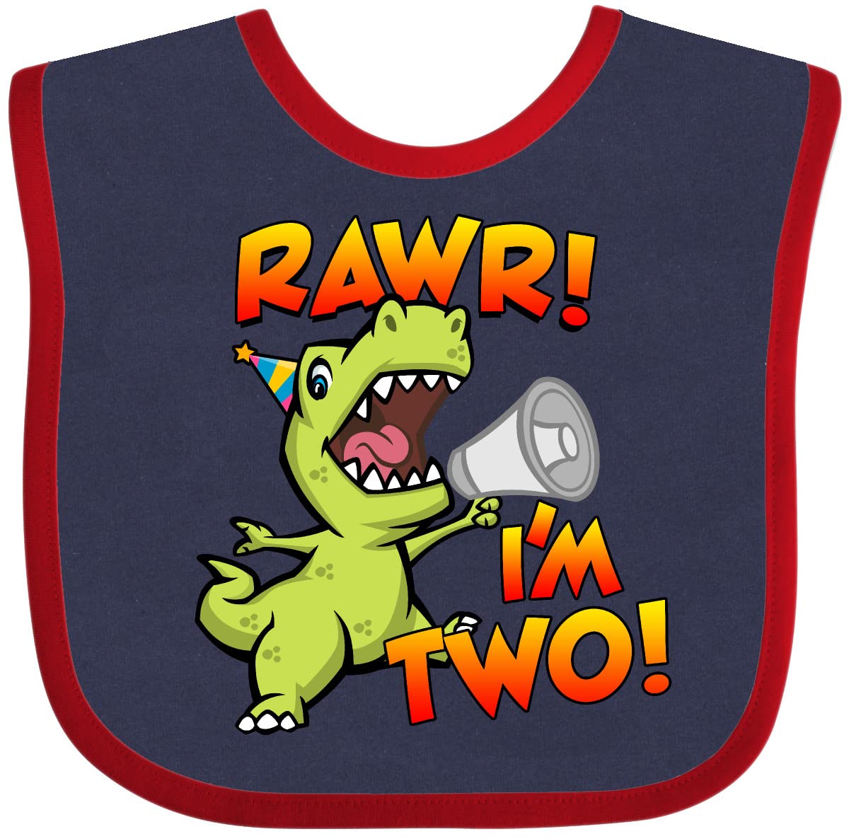 Inktastic Rawr I'm 2 Dinosaur Baby Bib - Adorable Dinosaur-Themed Drool Bib for Toddlers | Perfect for Birthday Gifts, Photo Shoots, and Everyday Use