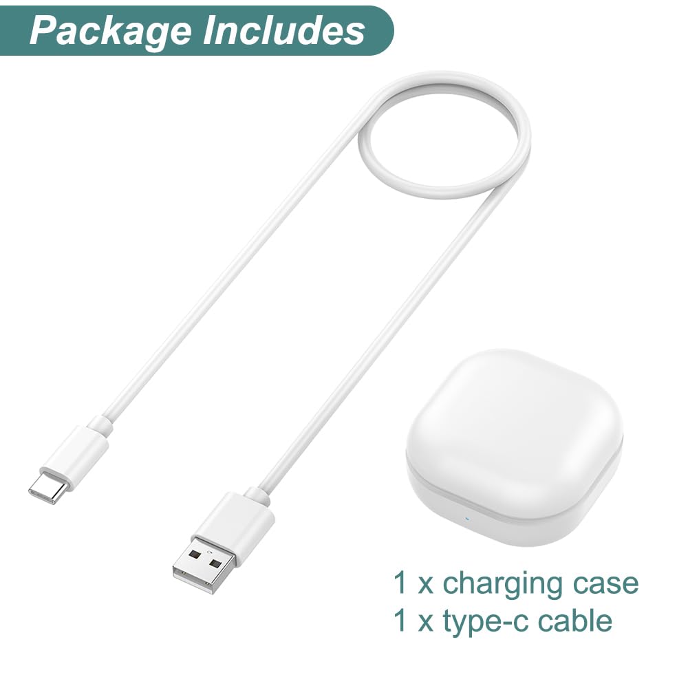 Kissmart Replacement Charging Case for Samsung Galaxy Buds Live - Wired Charger Dock Station Compatible with Galaxy Buds Live Wireless Bluetooth 5.0 Earbuds (White) | Perfect for Travel, Workout & Daily Use