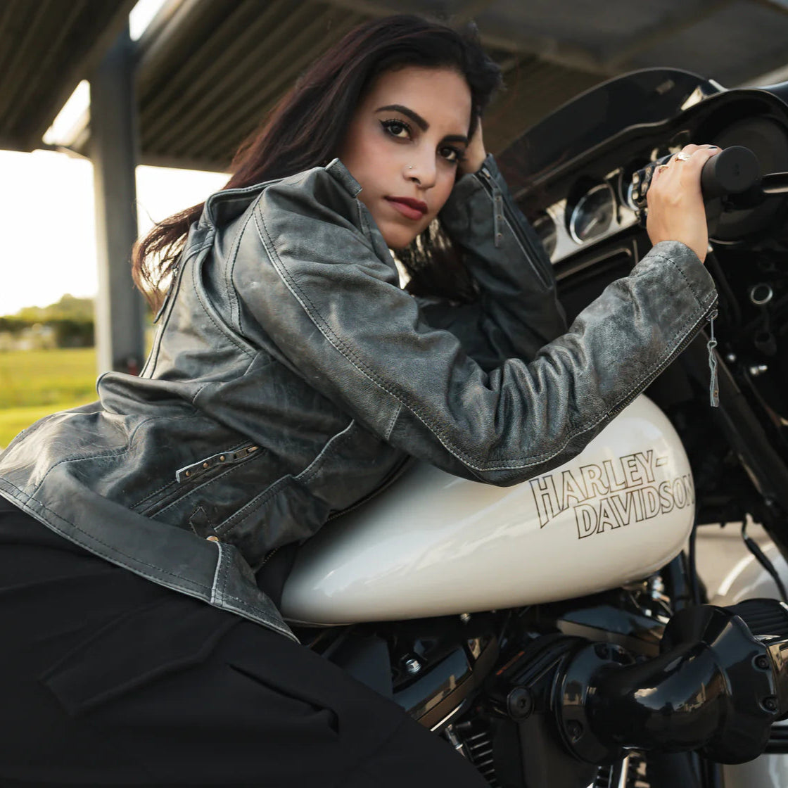 BOL Women's Biker Style Leather Jacket - Fashion Motorcycle Jacket for Women, Genuine Leather Outerwear - Perfect for Riding, Night Out & Casual Wear