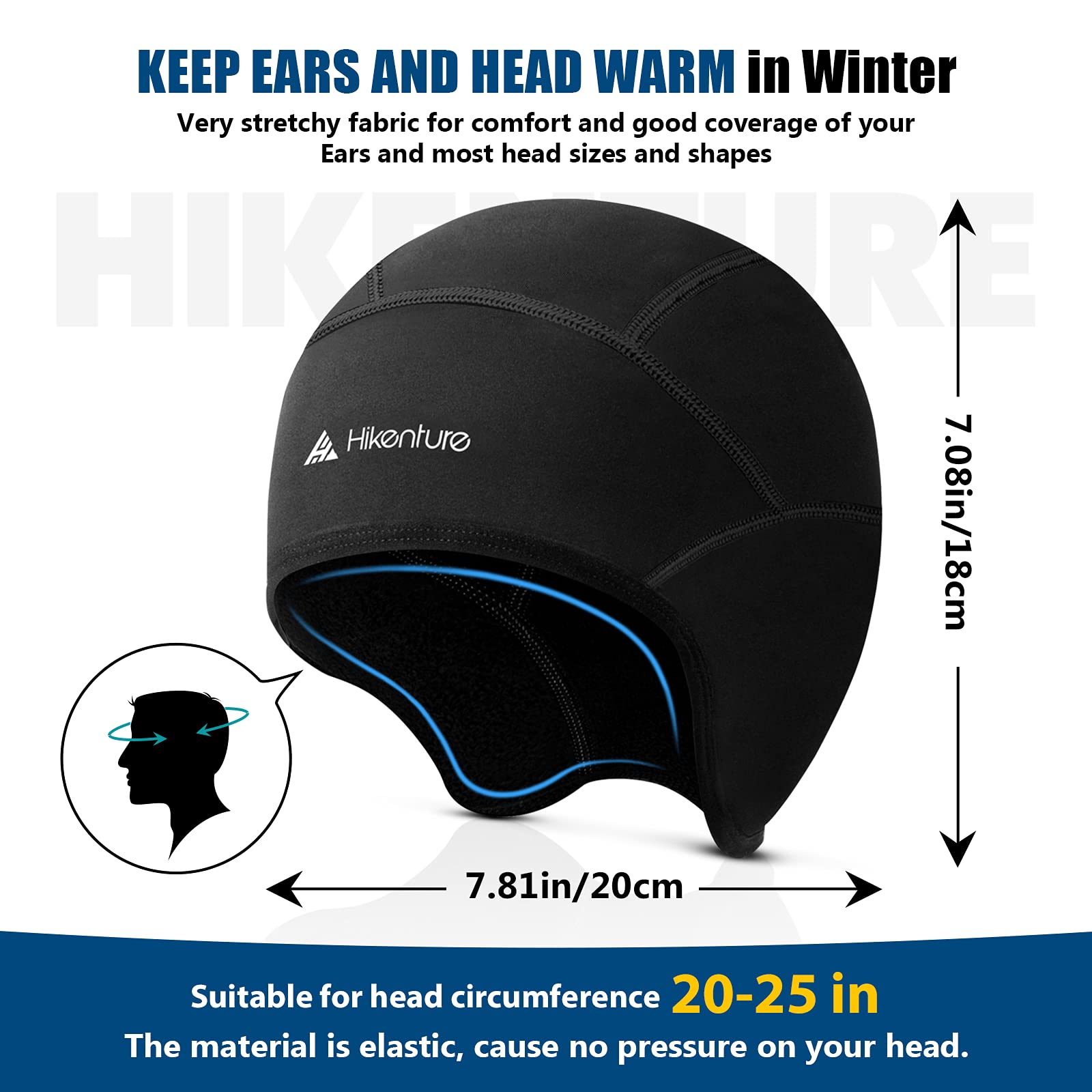 Hikenture Thermal Skull Cap Helmet Liner for Men & Women - Winter Warm Beanie for Skiing, Snowboarding & Outdoor Activities
