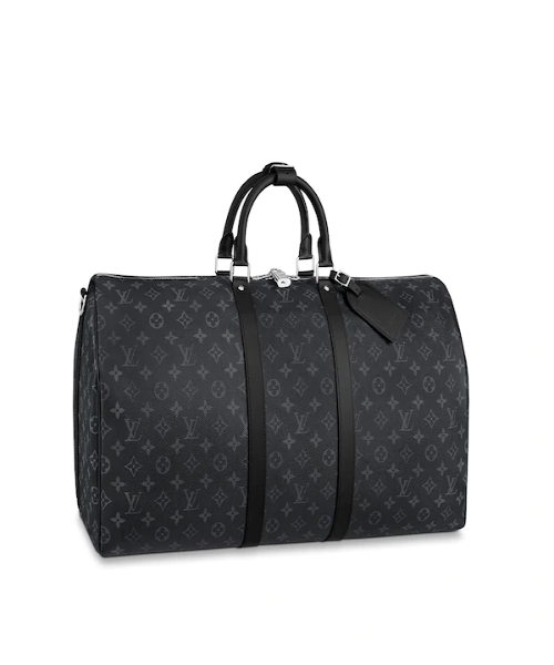 LV Keepall 55 Bandouliere Duffel Bag - Monogram Eclipse Canvas Travel Bag for Men & Women | Perfect for Weekend Getaways & Business Trips