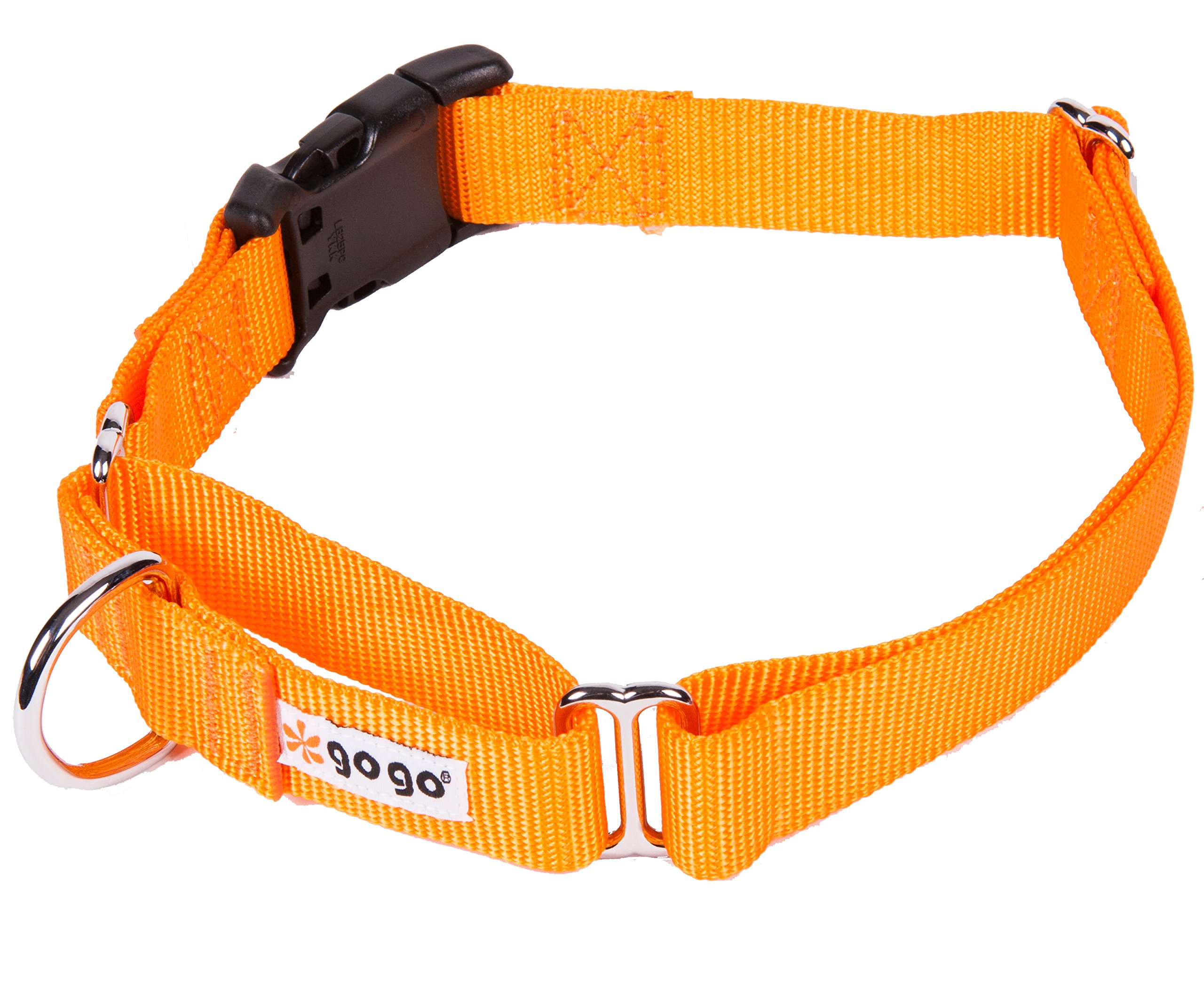 GOGO Pet Products 5/8-Inch Martingale Dog Collar for Small Dogs, Adjustable & Reflective, Orange - Perfect for Training, Walking & Safety Control