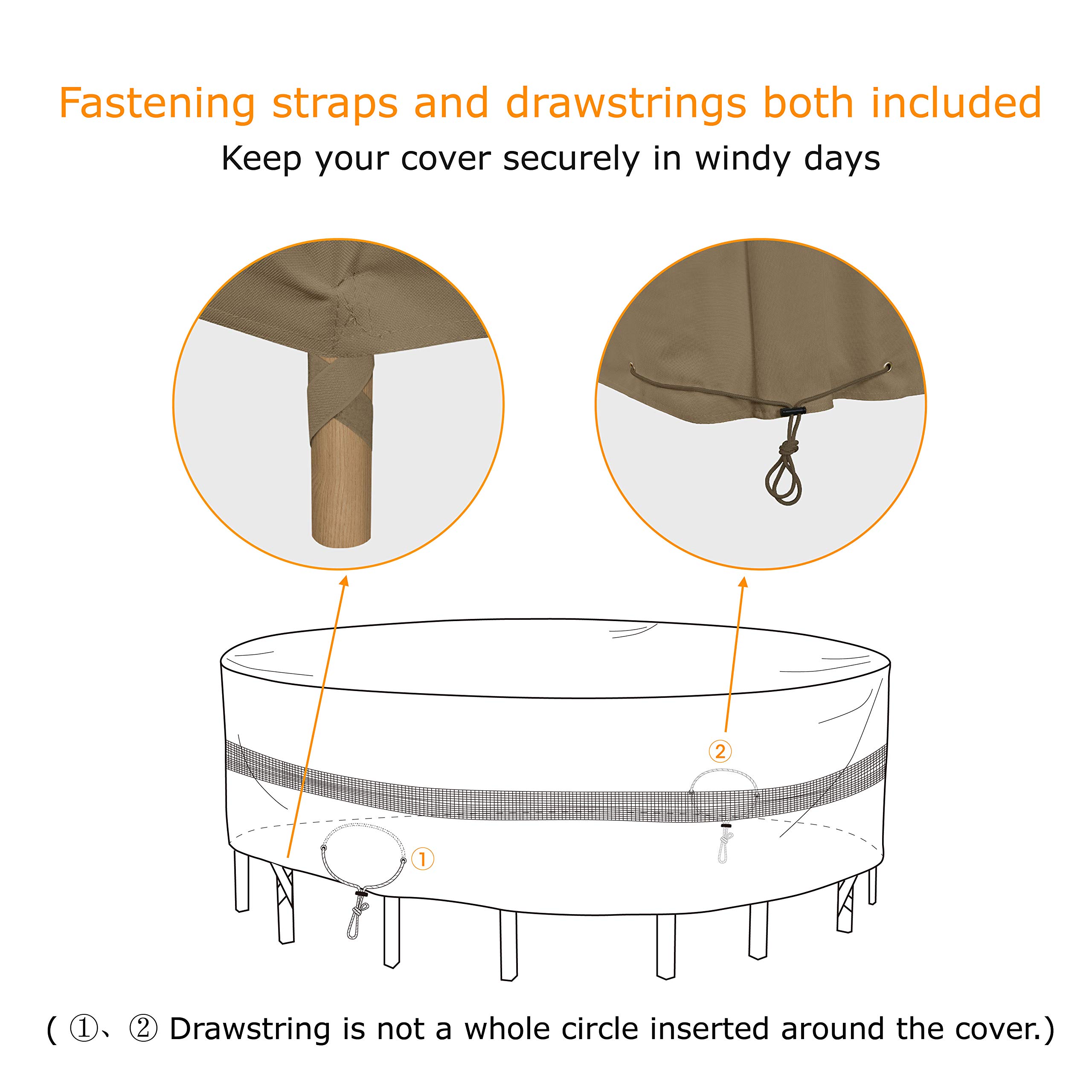 **SunPatio Heavy Duty Waterproof Round Patio Table and Chairs Cover – 84