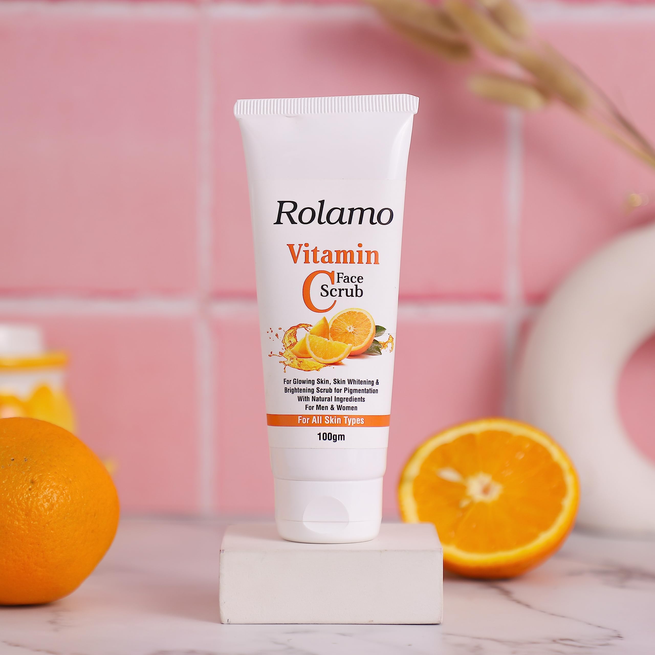 Rolamo Vitamin C Skincare Set - Brightening Face Wash, Moisturizer, Sunscreen, Toner & Serum for Glowing Skin (100ml Face Wash + 100ml Scrub + 30ml Serum) | Daily Anti-Aging Routine for Women & Men | Perfect for Morning & Night Skincare Regimen