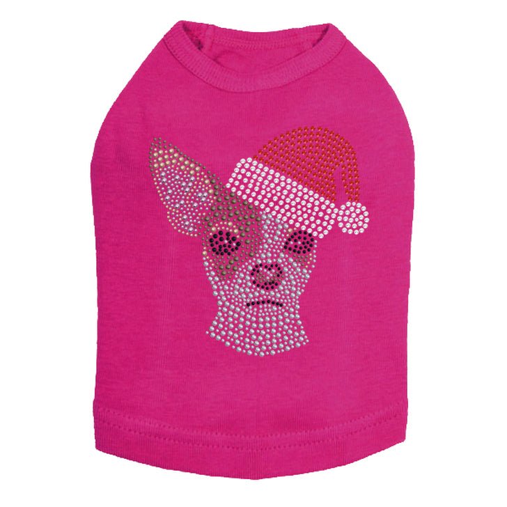 Chihuahua Face with Santa Hat Dog Tank Top - Cute Christmas Pet Apparel for Small Dogs - Perfect for Holiday Photos & Festive Outfits
