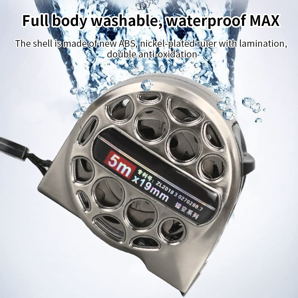 Premium 5M Auto-Lock Stainless Steel Tape Measure - Durable Hollow Metal Construction, Waterproof & Anti-Fall Design for Industrial & Home Use (Silver) | Perfect for Construction, DIY Projects, Carpentry & Home Renovations