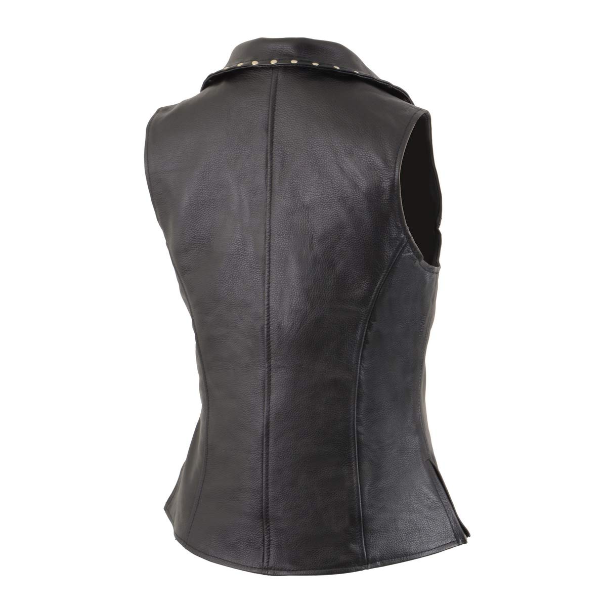 Milwaukee Leather MLL4503 Women's Black V-Neck Motorcycle Vest - Genuine Leather Biker Jacket with Riveted Lapel Collar - Medium Size - Perfect for Riding, Motorcycle Events & Casual Outfits