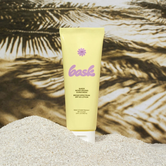 Bask SPF 50 Sunscreen Lotion - Broad Spectrum UVA/UVB Protection, Water Resistant, Lightweight & Non-Greasy for Daily Face & Body Use - Perfect for Beach, Pool & Outdoor Activities