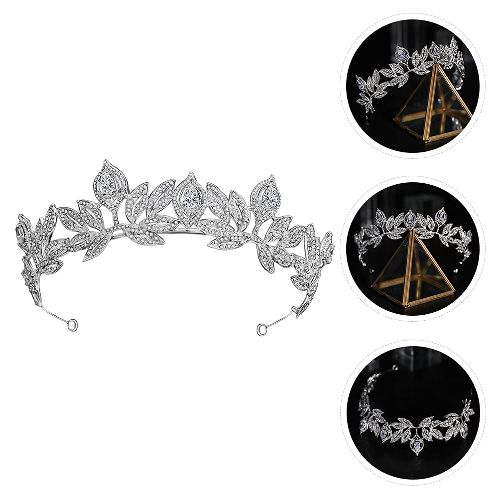 1Pc Sparkly Rhinestone Crystal Leaf Hair Band - Royal Wedding Tiara Headpiece for Brides, Bridesmaids & Princess | Perfect for Weddings, Prom, Pageants & Special Occasions