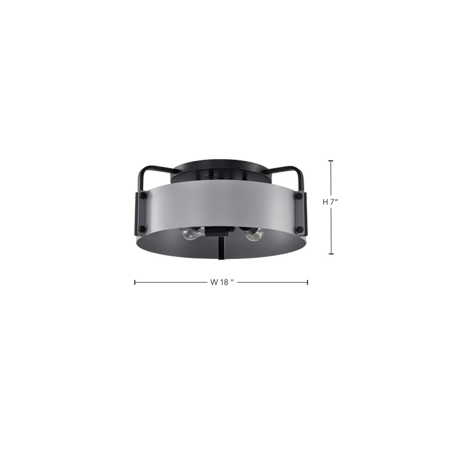 Altos 18 Inch 4-Light Semi Flush Mount Ceiling Light Fixture - Matte Gray and Matte Black Finish - Perfect for Bedroom, Living Room, and Dining Room Lighting