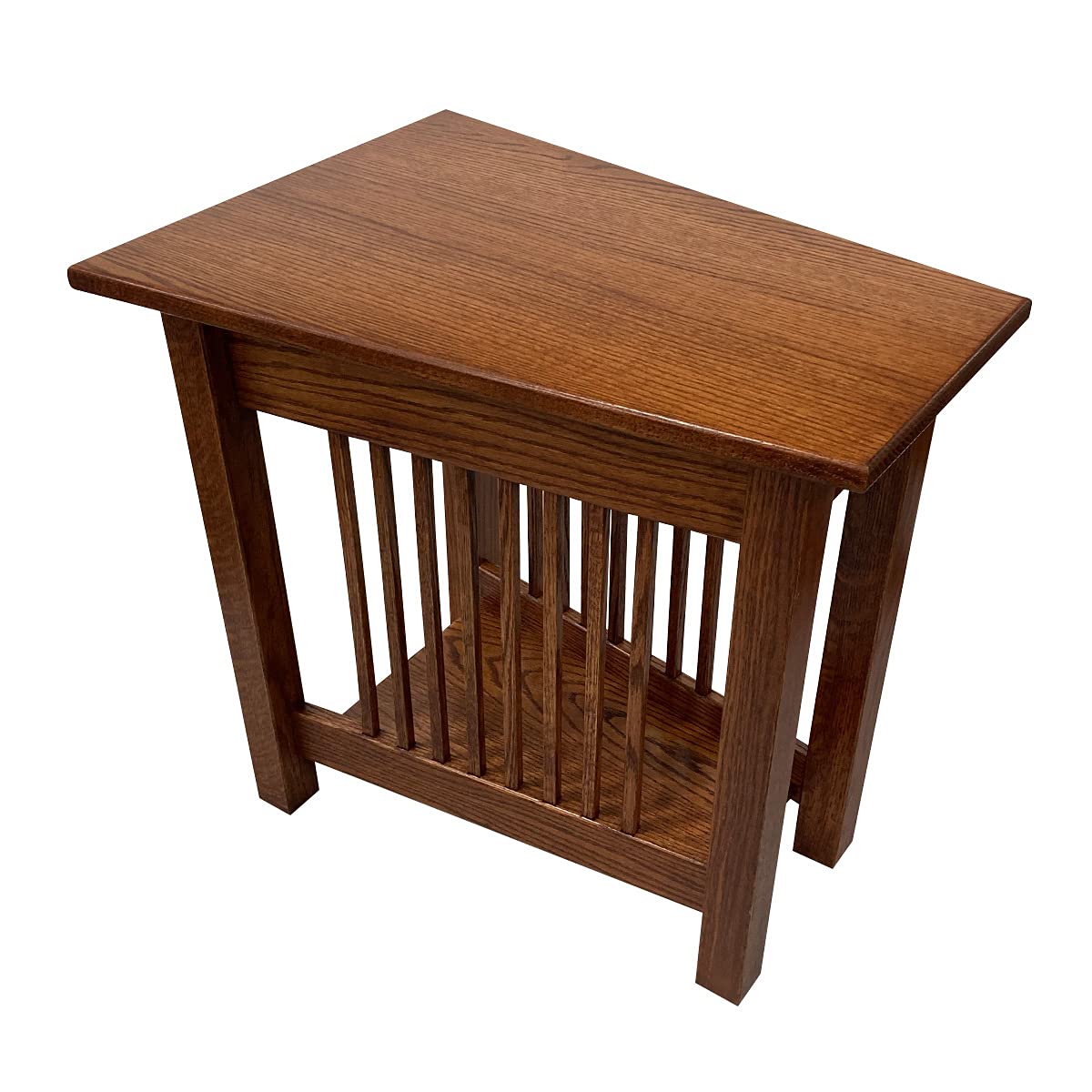 Amish Handmade Mission Wedge End Table - Solid Wood Nightstand for Bedroom, Coffee Table for Living Room, Entryway & Hallway Display with Storage - Harvest Finish - Perfect for Small Spaces & Farmhouse Decor