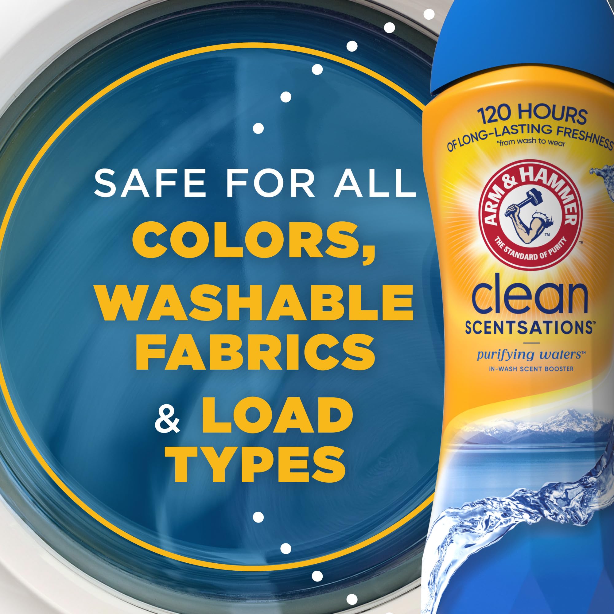 Arm & Hammer In-Wash Scent Booster, Purifying Waters - 24 oz (Pack of 4) | Long-Lasting Freshness for Laundry | Perfect for Gym Clothes, Bedding & Towels