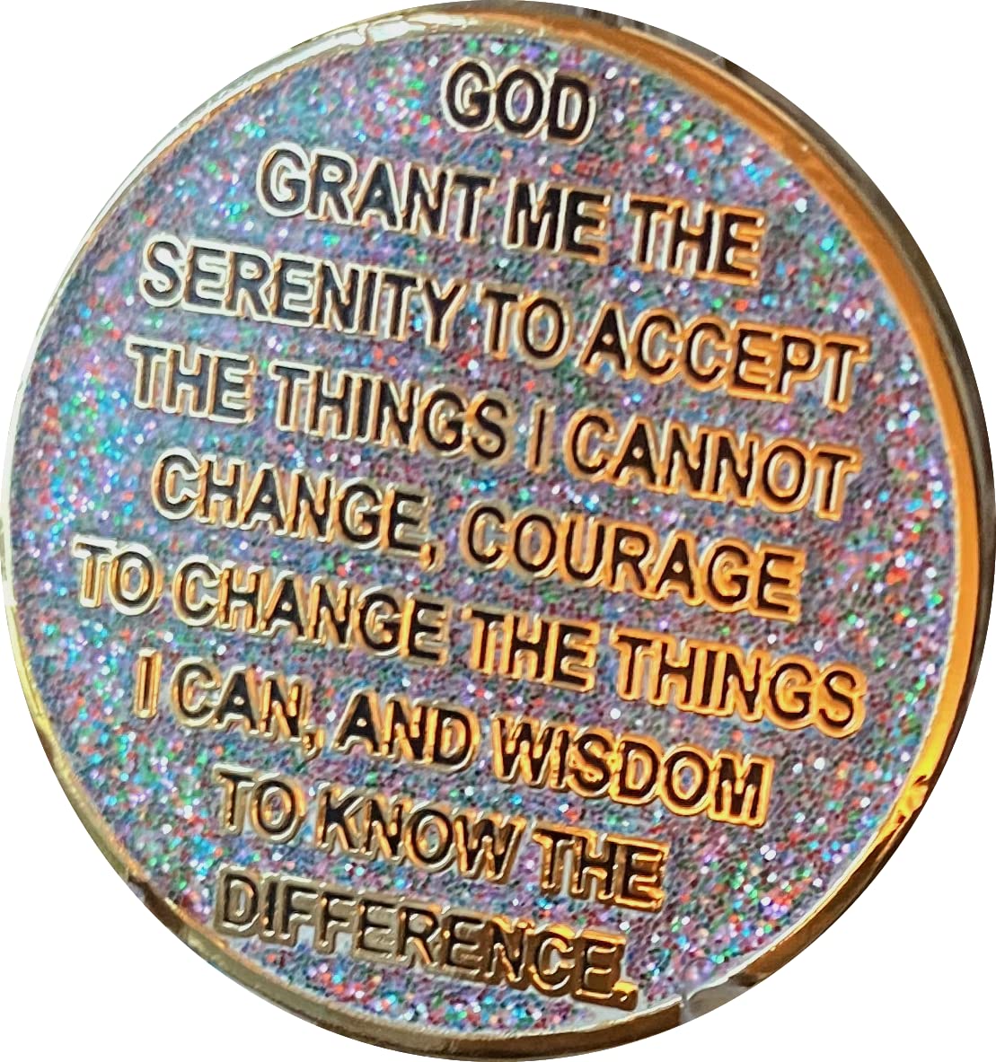 18 Month AA Medallion - Gold Sobriety Chip with Funfetti Glitter Design for Recovery Milestones | Perfect for AA Meetings, Sobriety Gifts & Celebrations