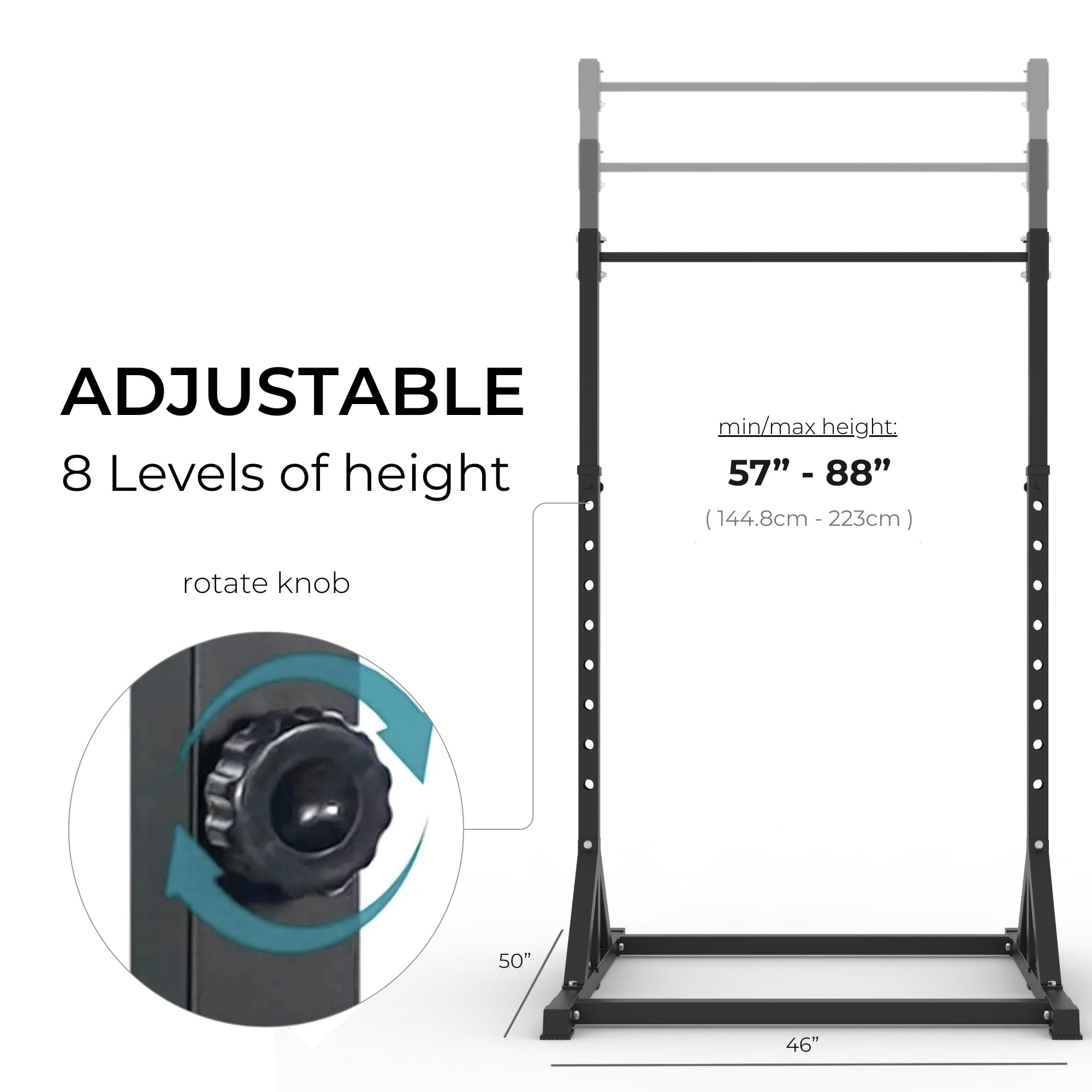 HANZO Portable Power Tower - Adjustable Pull Up Bar for Home Gym, Strength Training Equipment for Full Body Workout | Perfect for Home Fitness, Calisthenics & Cross Training