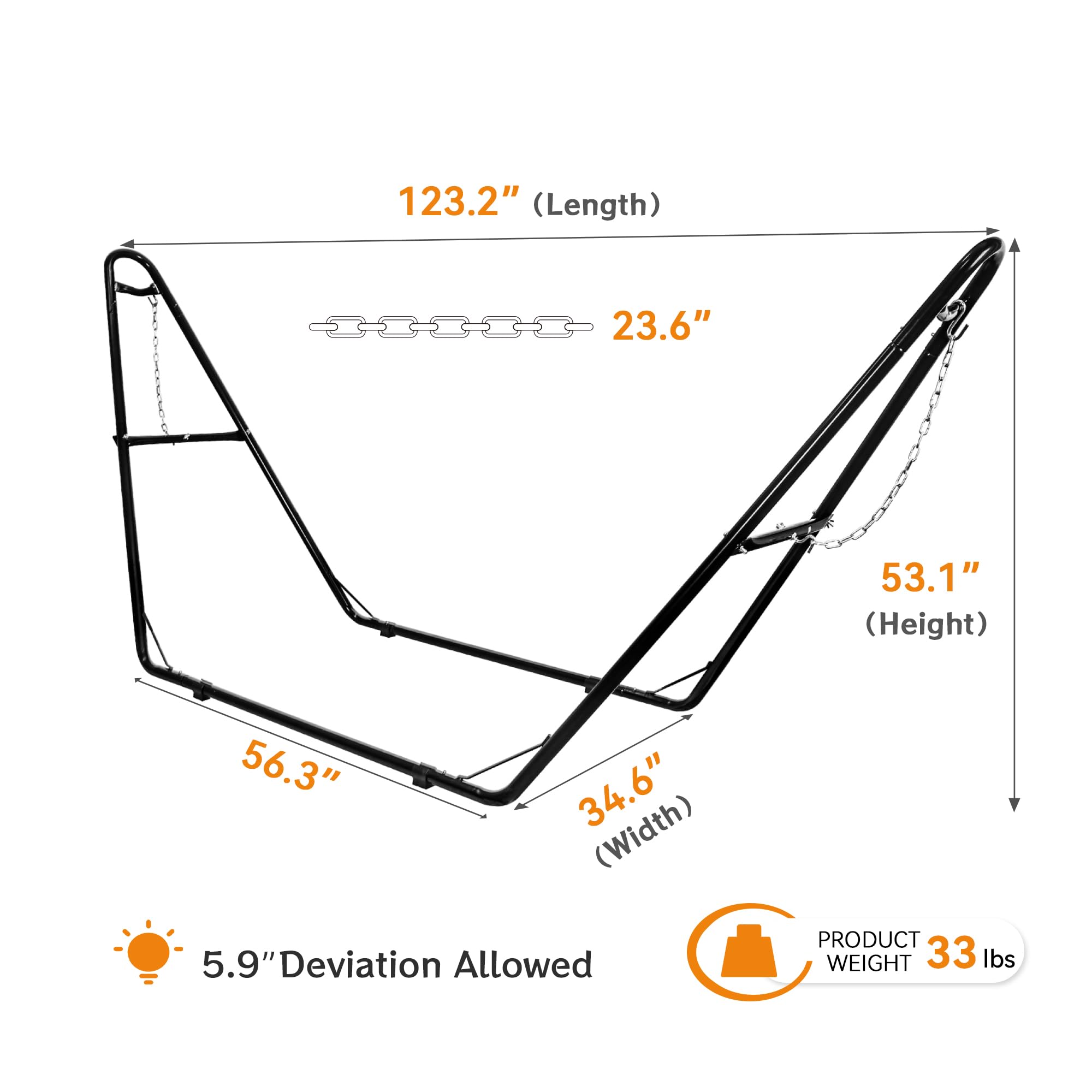 Heavy Duty Universal 2-Person Hammock Stand - 550 lb Capacity Steel Frame for 9-14 FT Outdoor Hammocks | Perfect for Backyard, Patio, Camping & Beach Relaxation