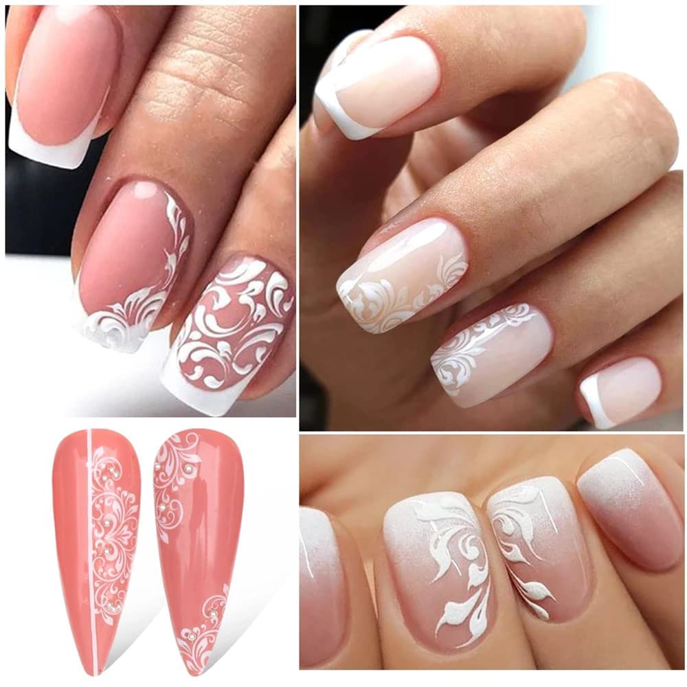 3D Floral Nail Stickers - White Acrylic Flowers for Wedding & Manicure